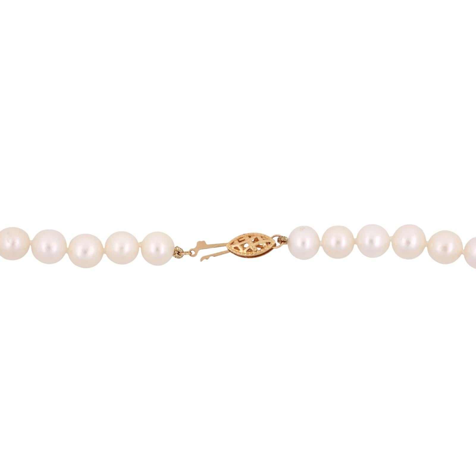 Cultured Freshwater Pearl Choker Necklace 14K Yellow Gold Filigree Clasp 15.5"