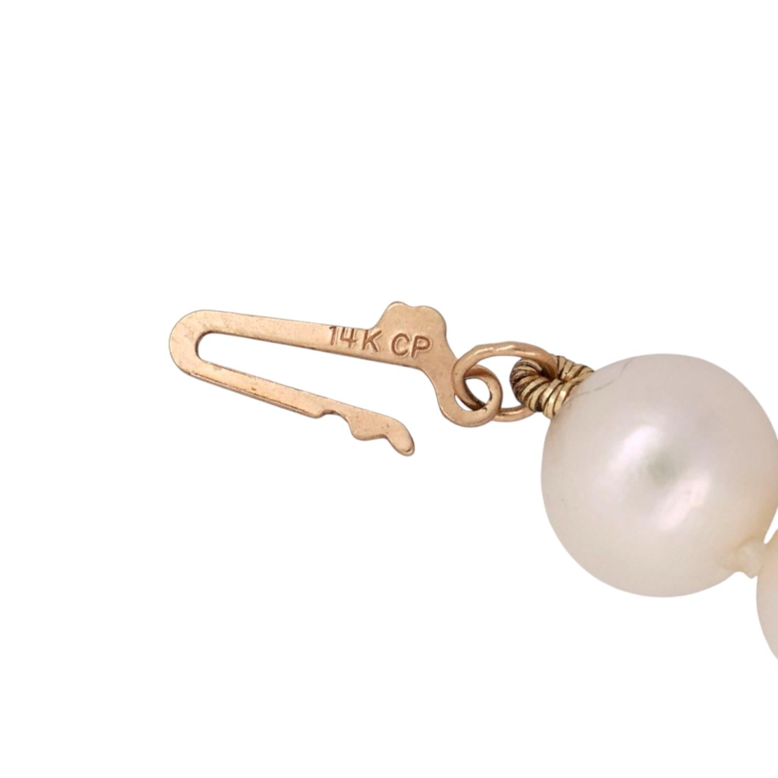 Cultured Freshwater Pearl Choker Necklace 14K Yellow Gold Filigree Clasp 15.5"