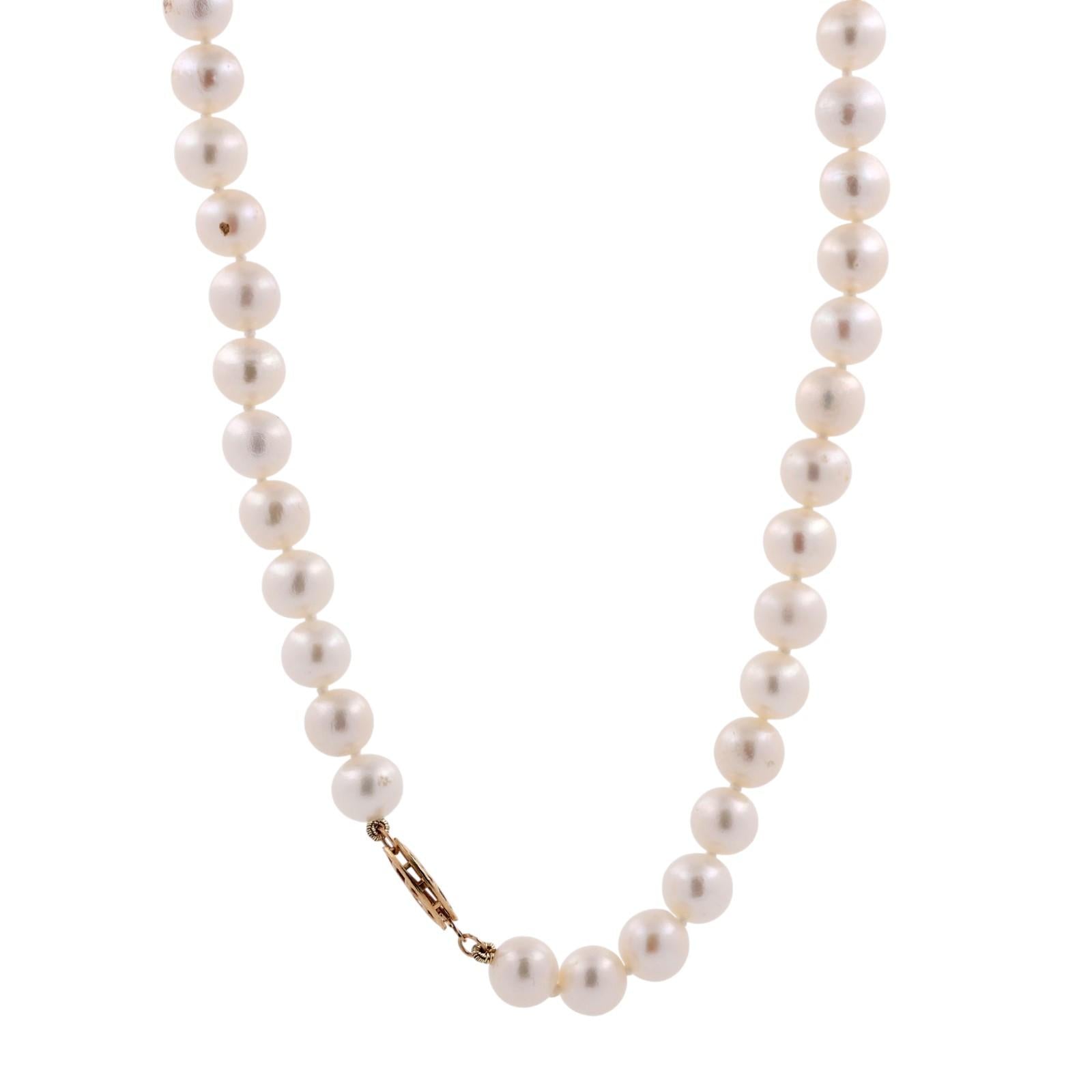 Cultured Freshwater Pearl Choker Necklace 14K Yellow Gold Filigree Clasp 15.5"