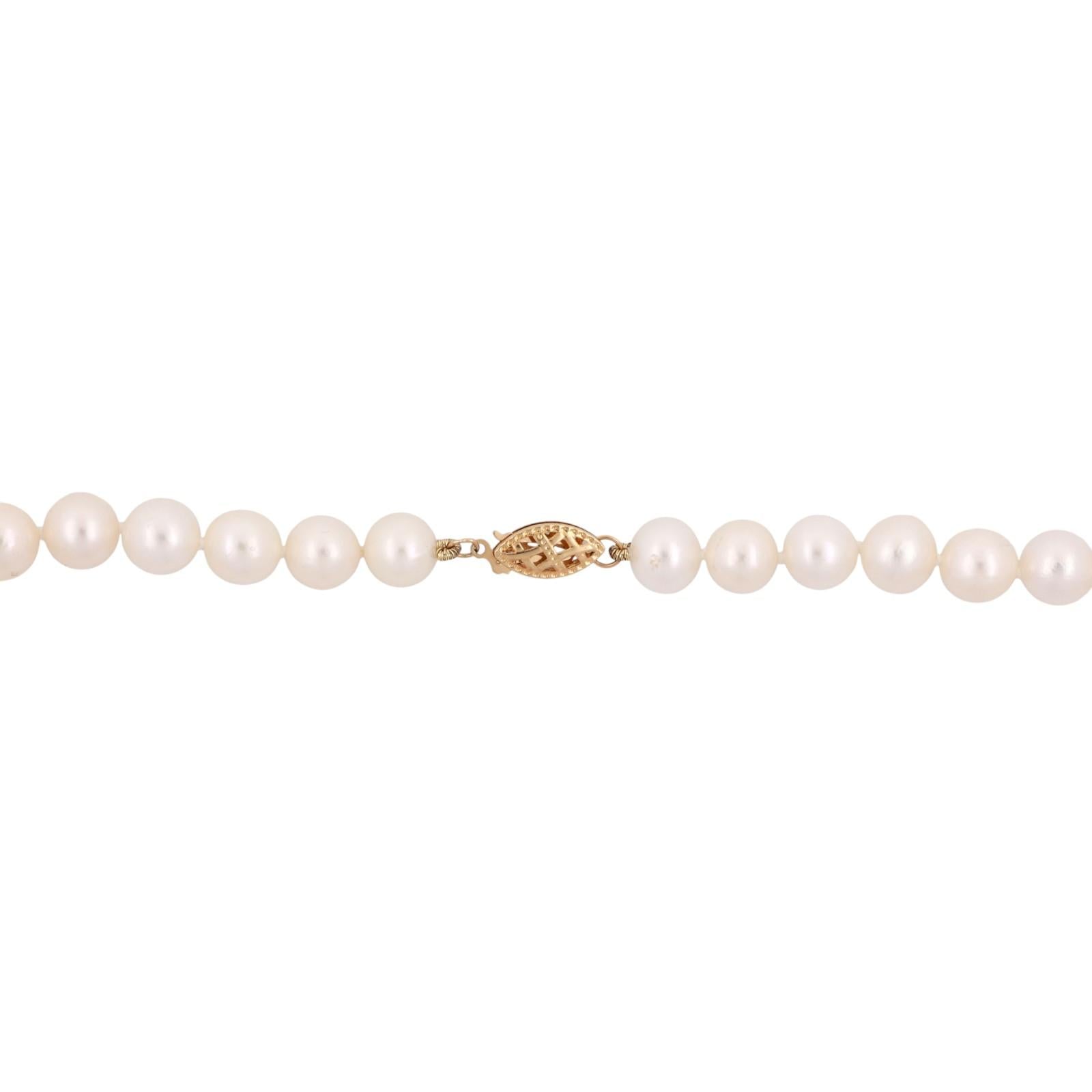 Cultured Freshwater Pearl Choker Necklace 14K Yellow Gold Filigree Clasp 15.5"