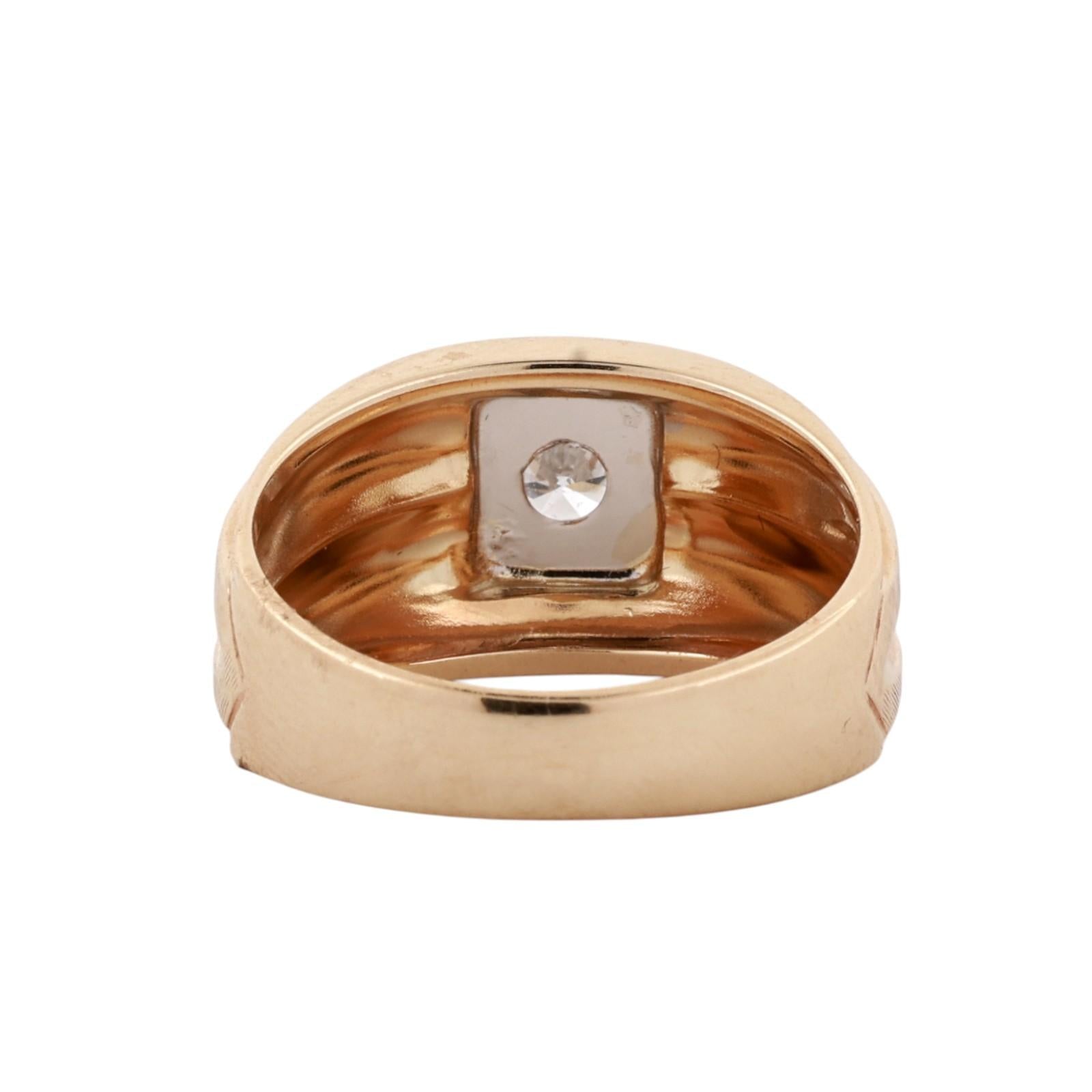 Two-Tone Gold 0.38ct Diamond Starburst Illusion Men's Solitaire Ring Size 10