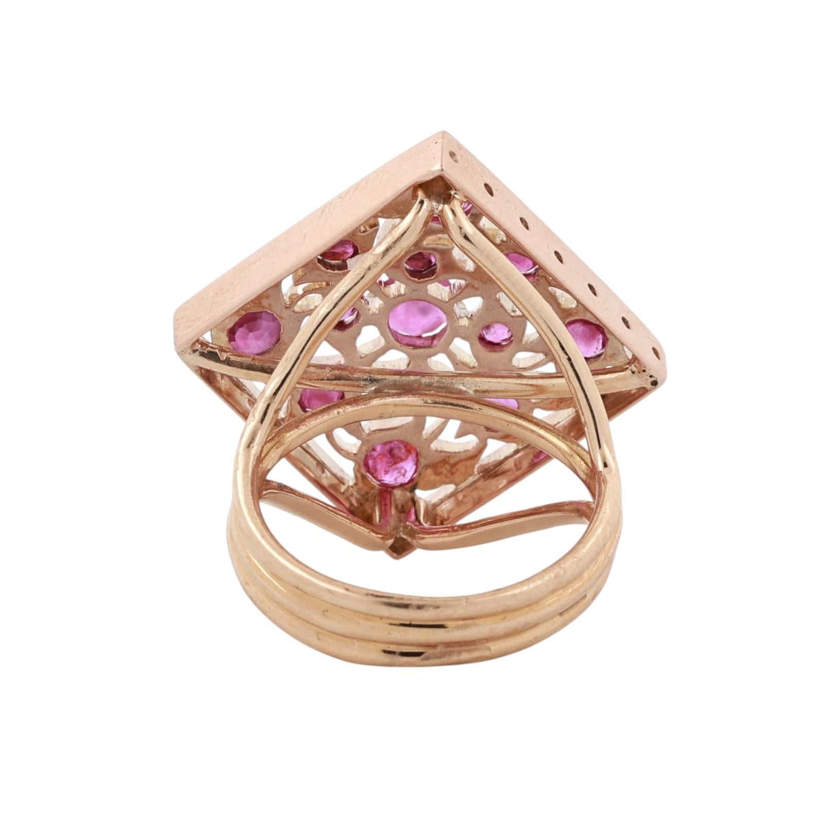 Yellow Gold 1.14ctw Natural Ruby Square Openwork Filigree Cocktail Ring Sz 8.25