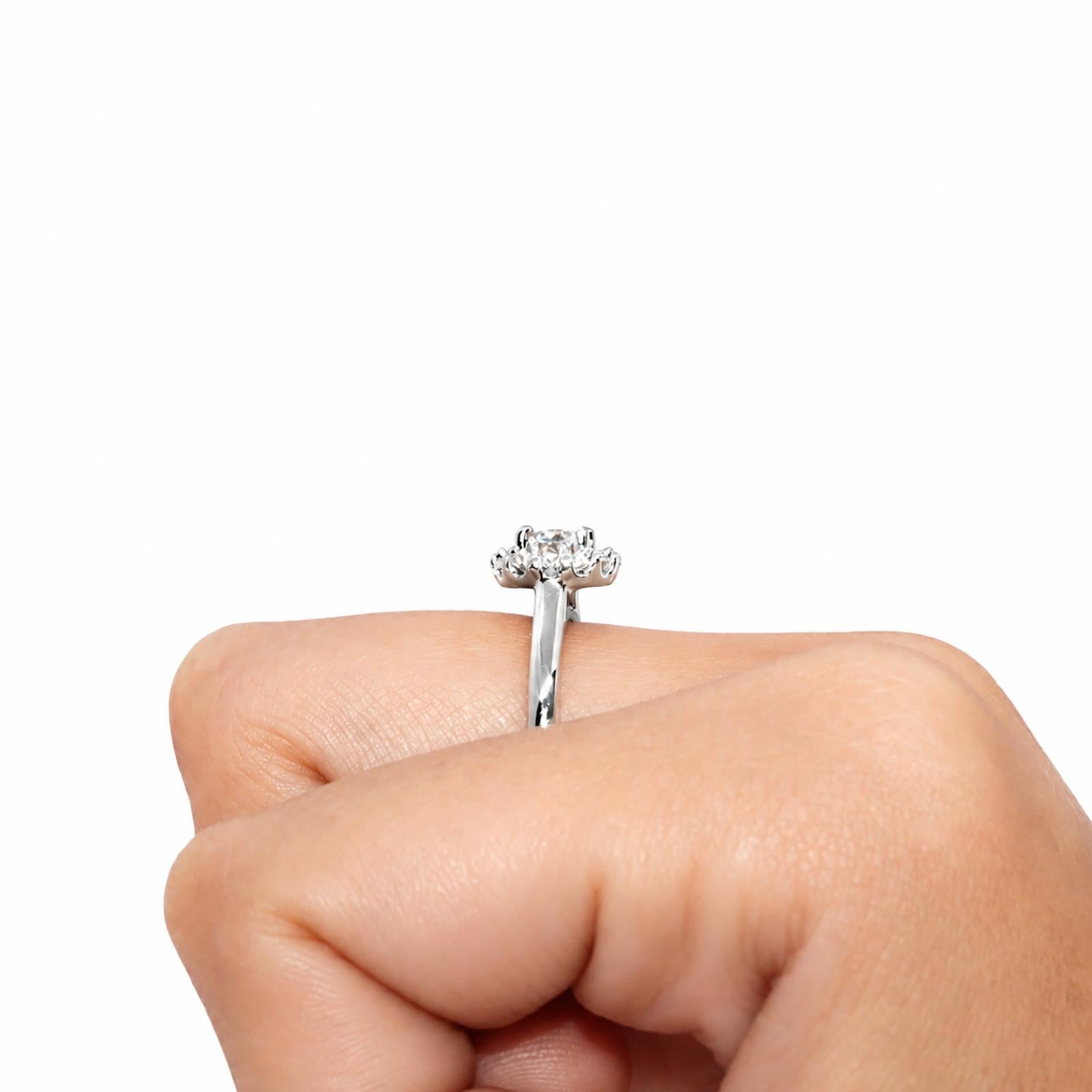 14K White Gold 0.80 CTW Natural Diamond Halo Engagement Ring Size 5.25