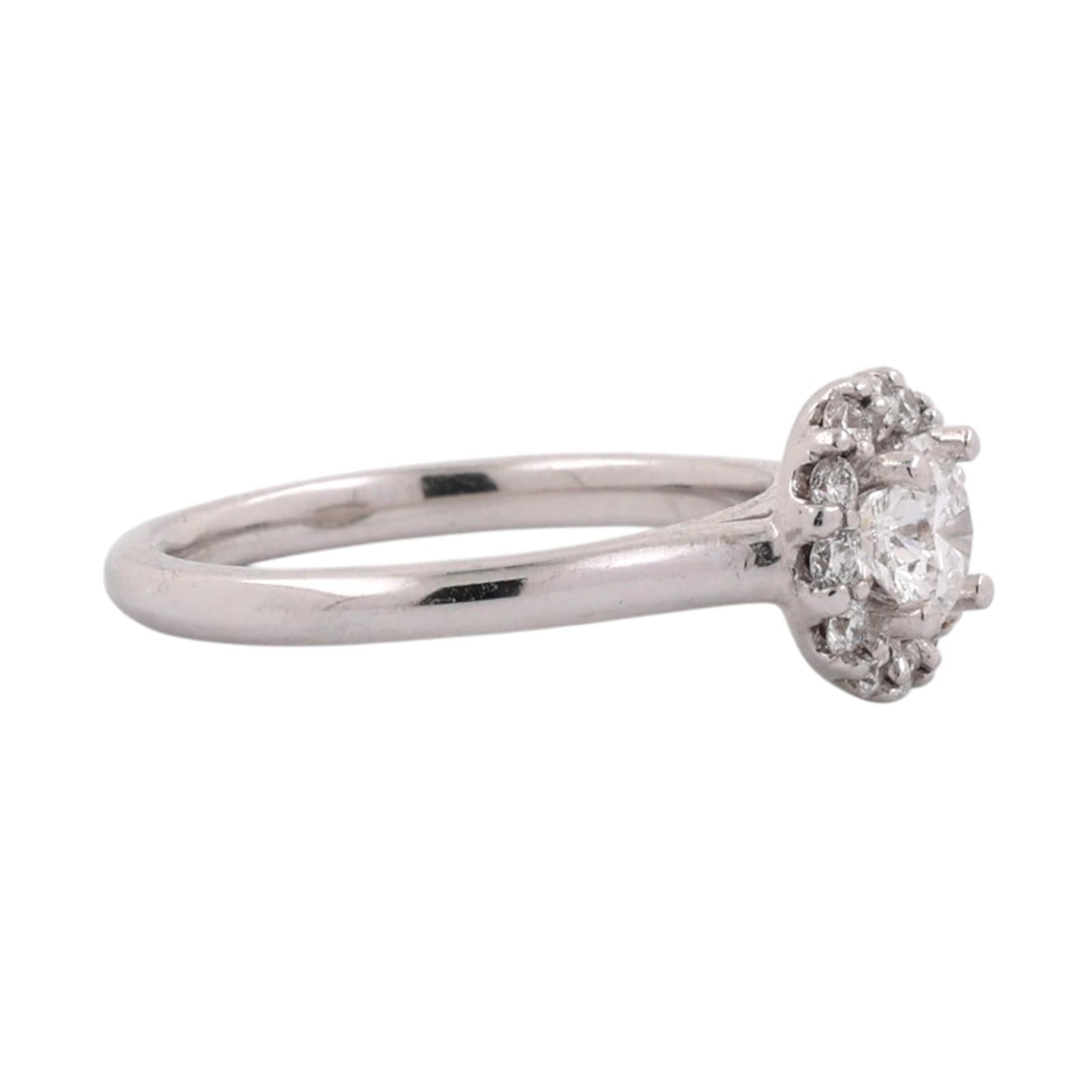 14K White Gold 0.80 CTW Natural Diamond Halo Engagement Ring Size 5.25