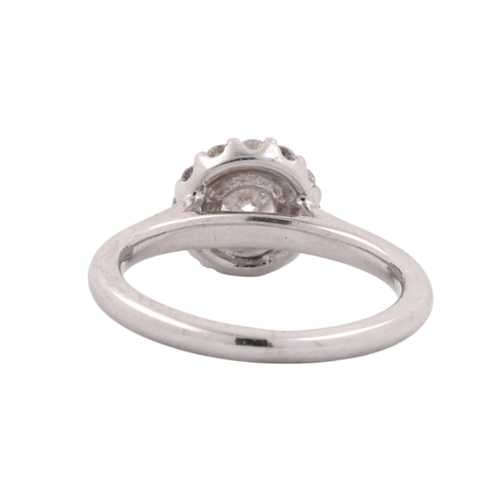 14K White Gold 0.80 CTW Natural Diamond Halo Engagement Ring Size 5.25