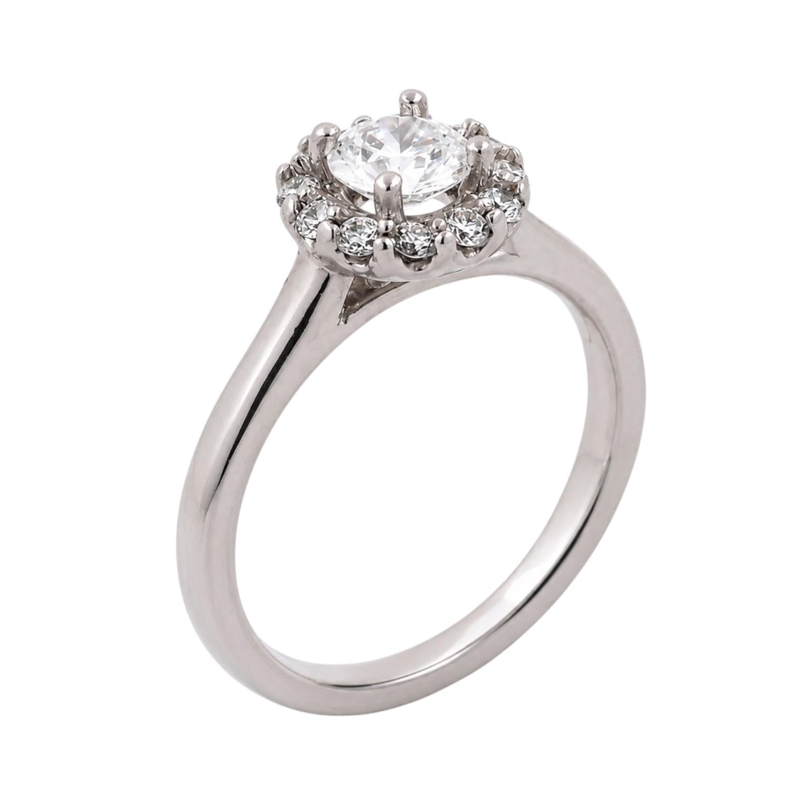 14K White Gold 0.80 CTW Natural Diamond Halo Engagement Ring Size 5.25