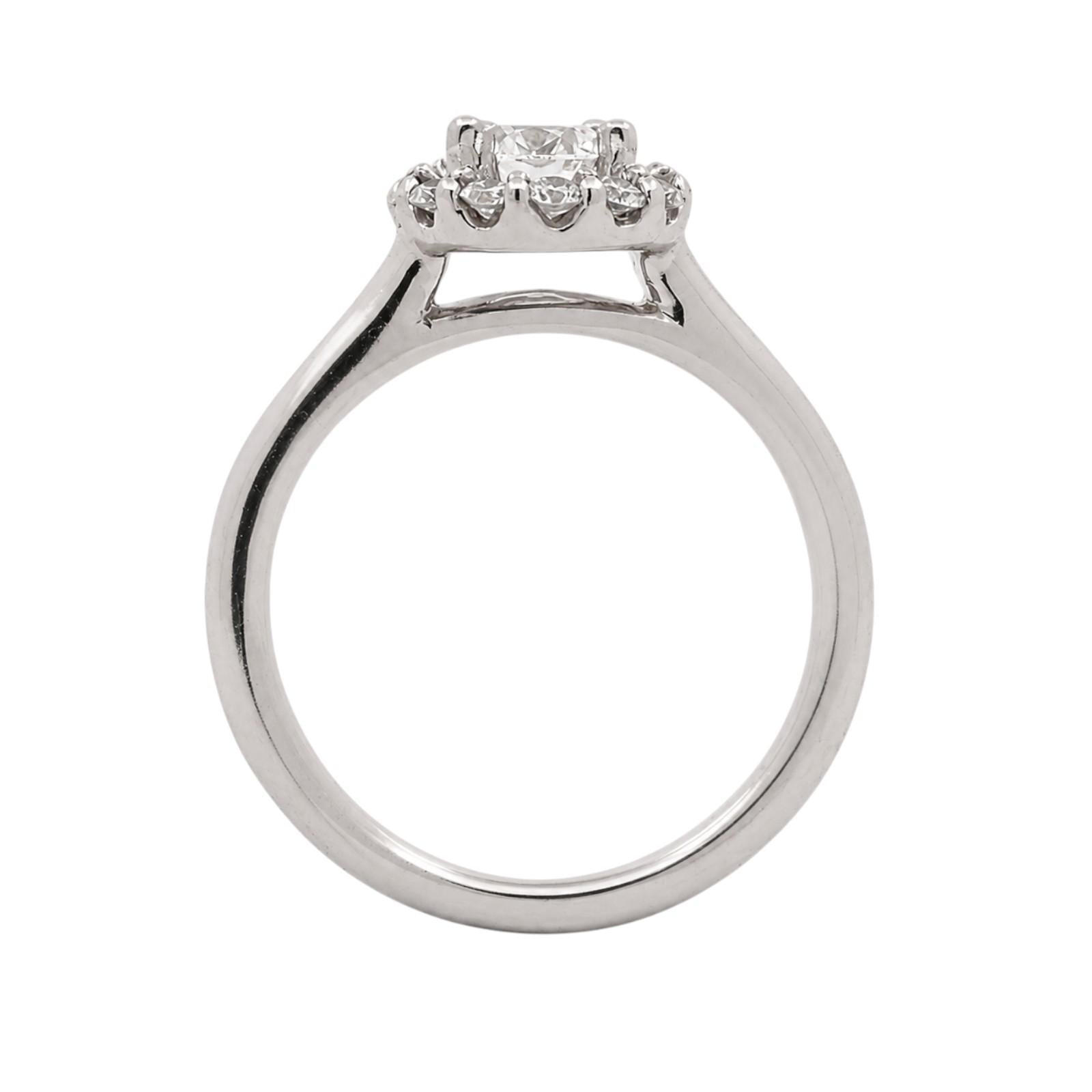 14K White Gold 0.80 CTW Natural Diamond Halo Engagement Ring Size 5.25