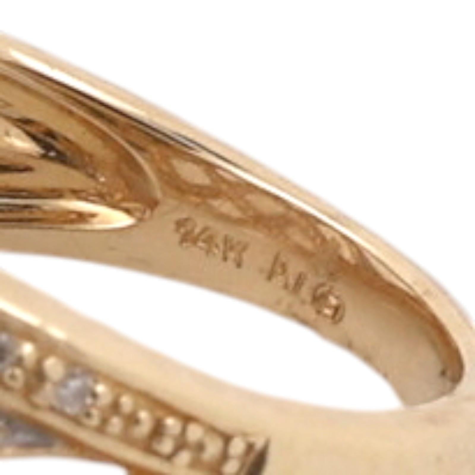 14K Two Tone Gold 0.30CTW Diamond Infinity Knot Ring Estate Band Size 7