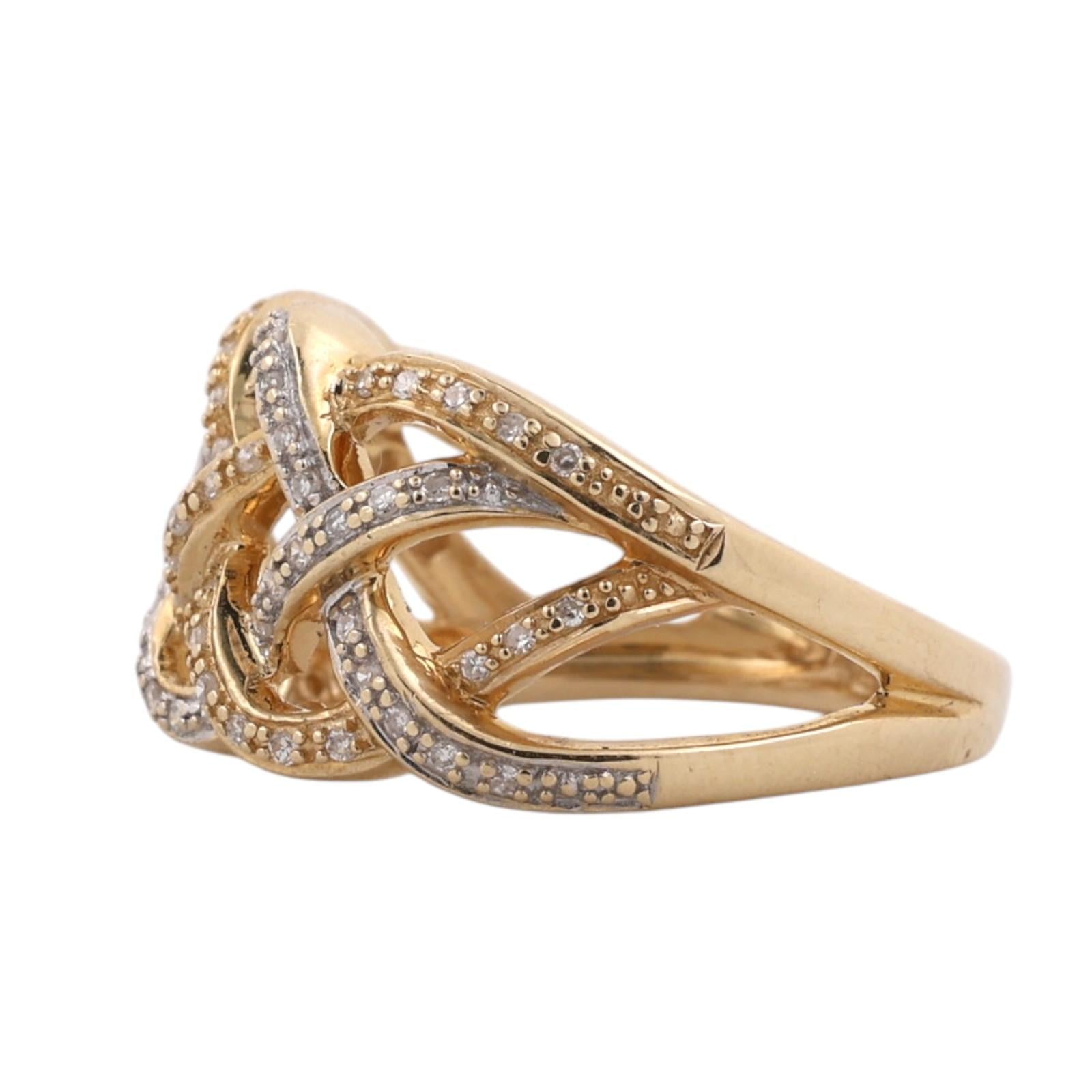14K Two Tone Gold 0.30CTW Diamond Infinity Knot Ring Estate Band Size 7