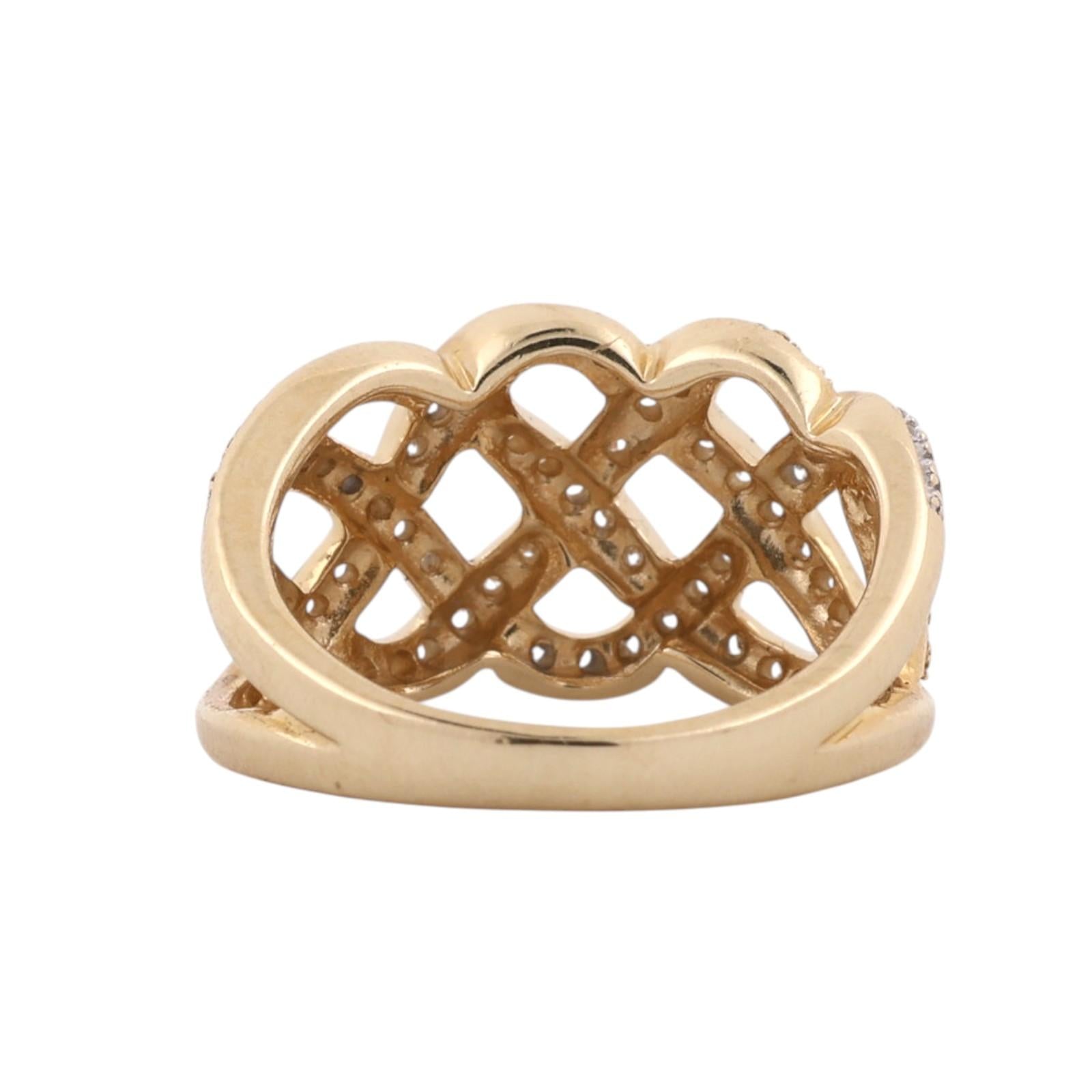 14K Two Tone Gold 0.30CTW Diamond Infinity Knot Ring Estate Band Size 7