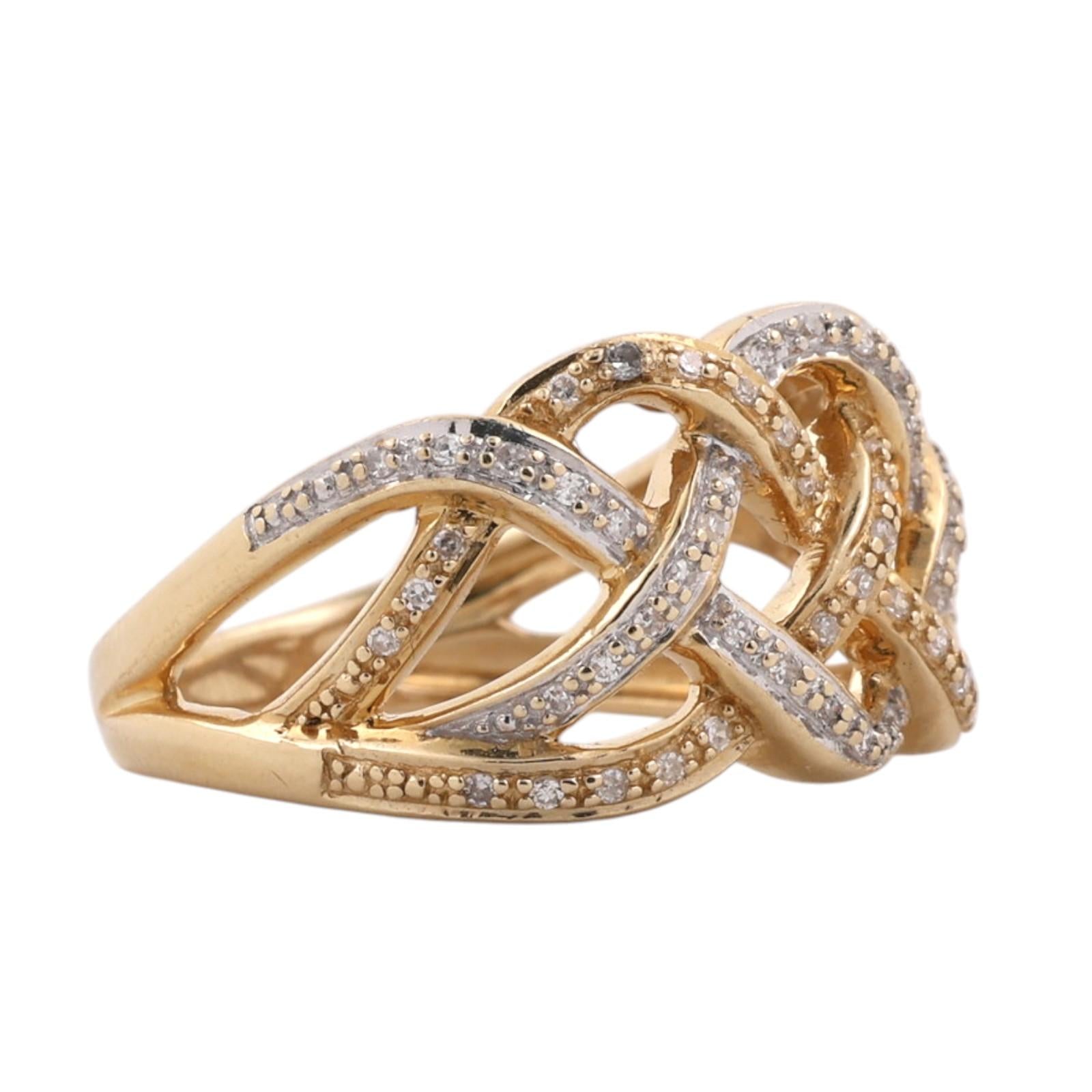 14K Two Tone Gold 0.30CTW Diamond Infinity Knot Ring Estate Band Size 7