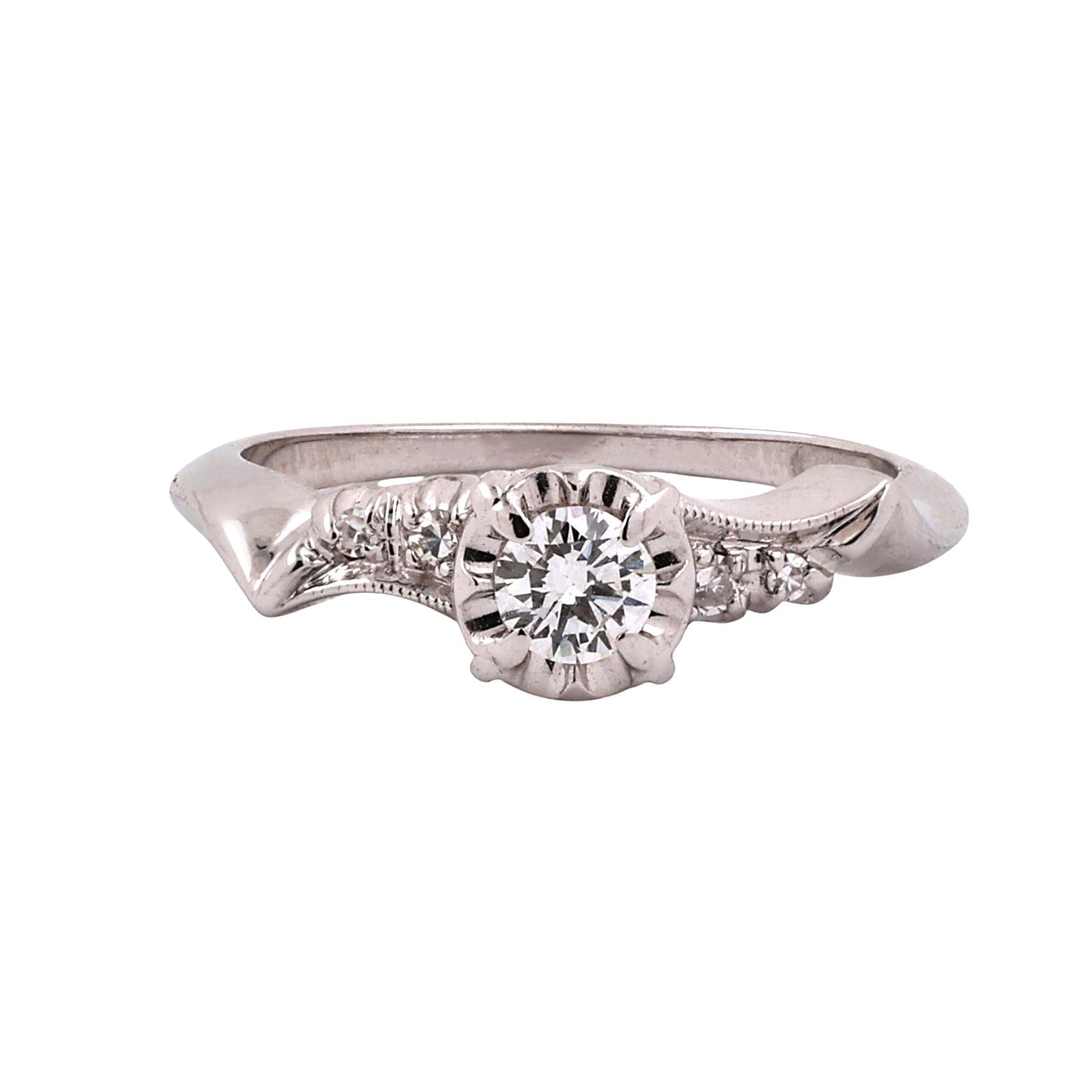 White Gold 0.25 CTW Natural Diamond Vintage Style Engagement Ring Size 6.25