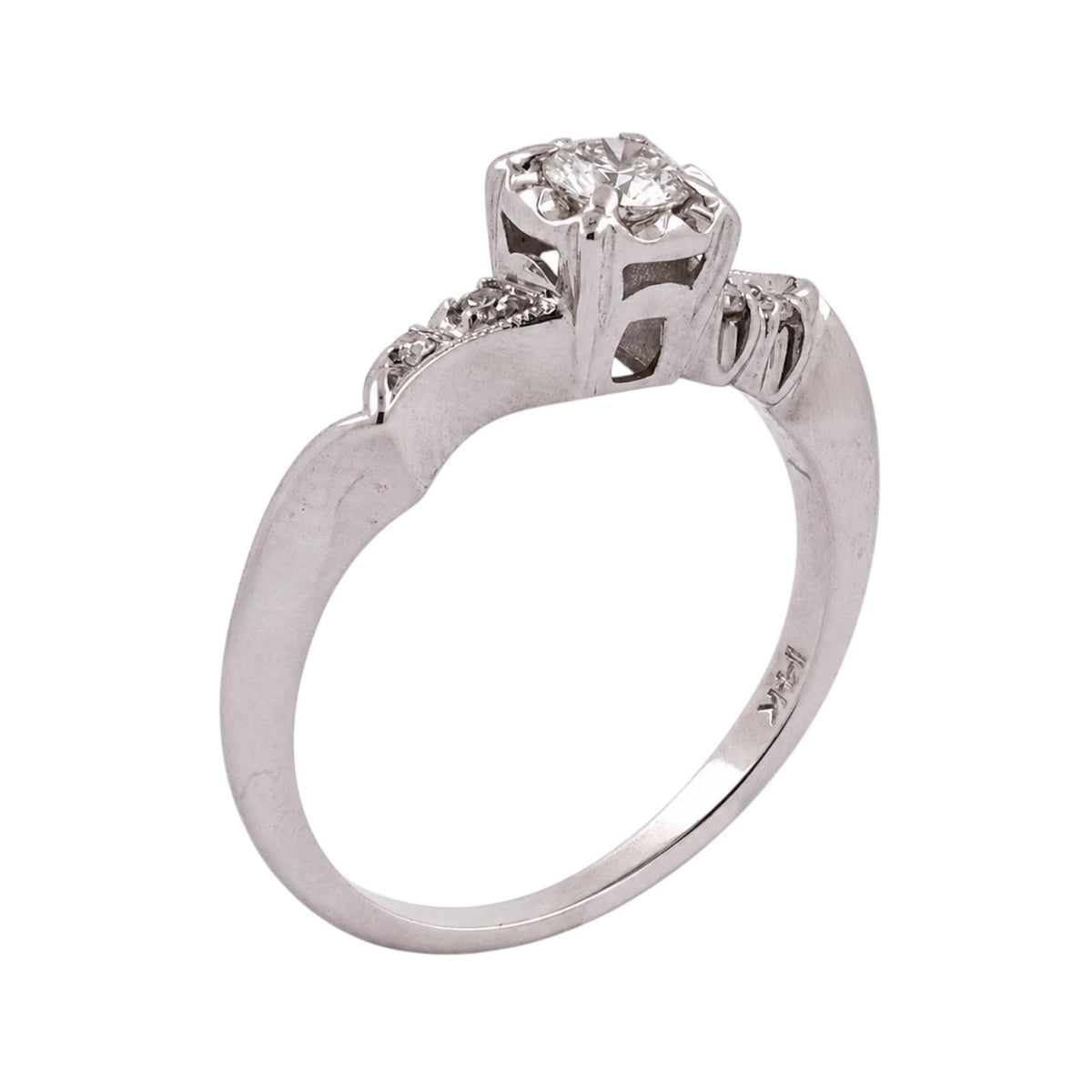 White Gold 0.25 CTW Natural Diamond Vintage Style Engagement Ring Size 6.25