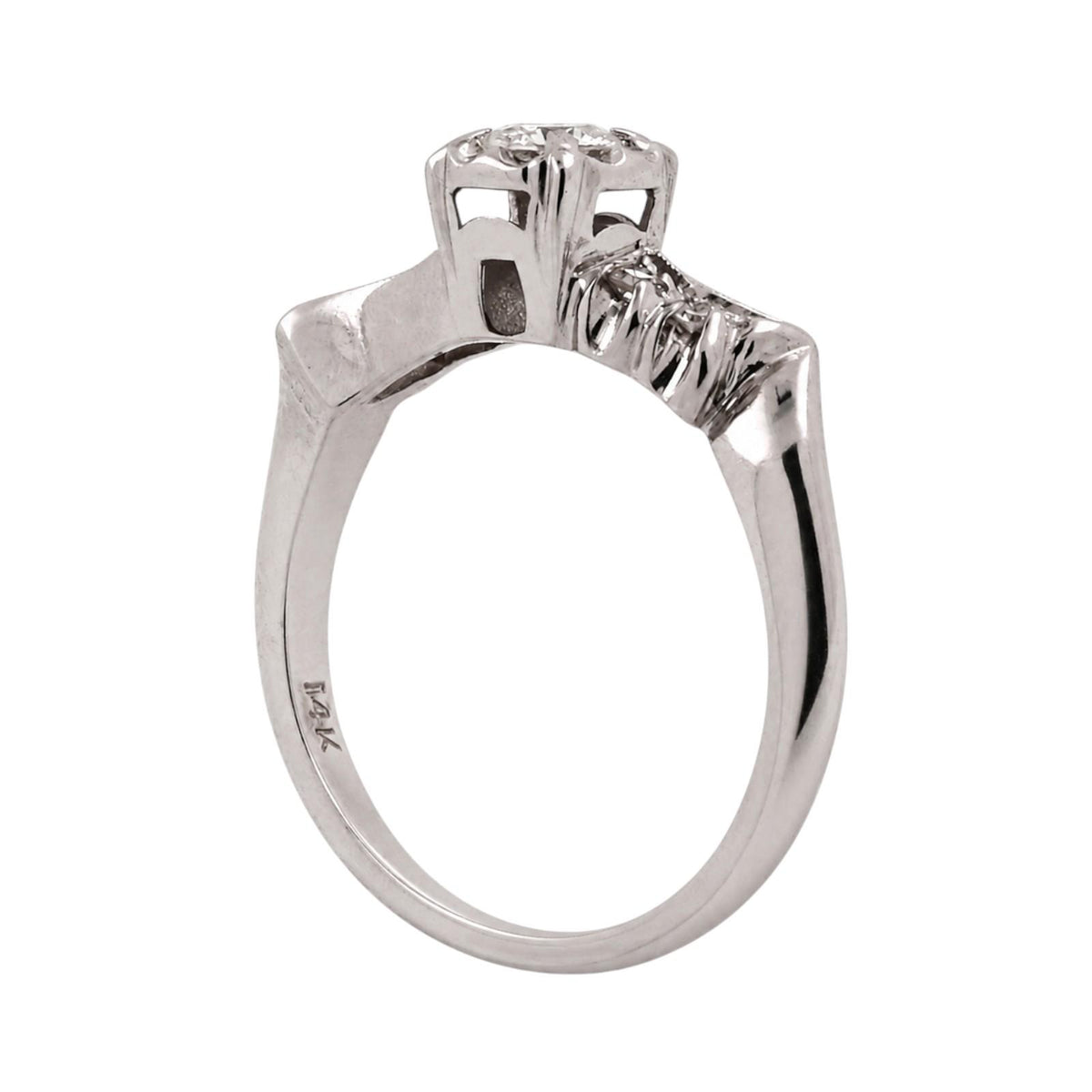 White Gold 0.25 CTW Natural Diamond Vintage Style Engagement Ring Size 6.25