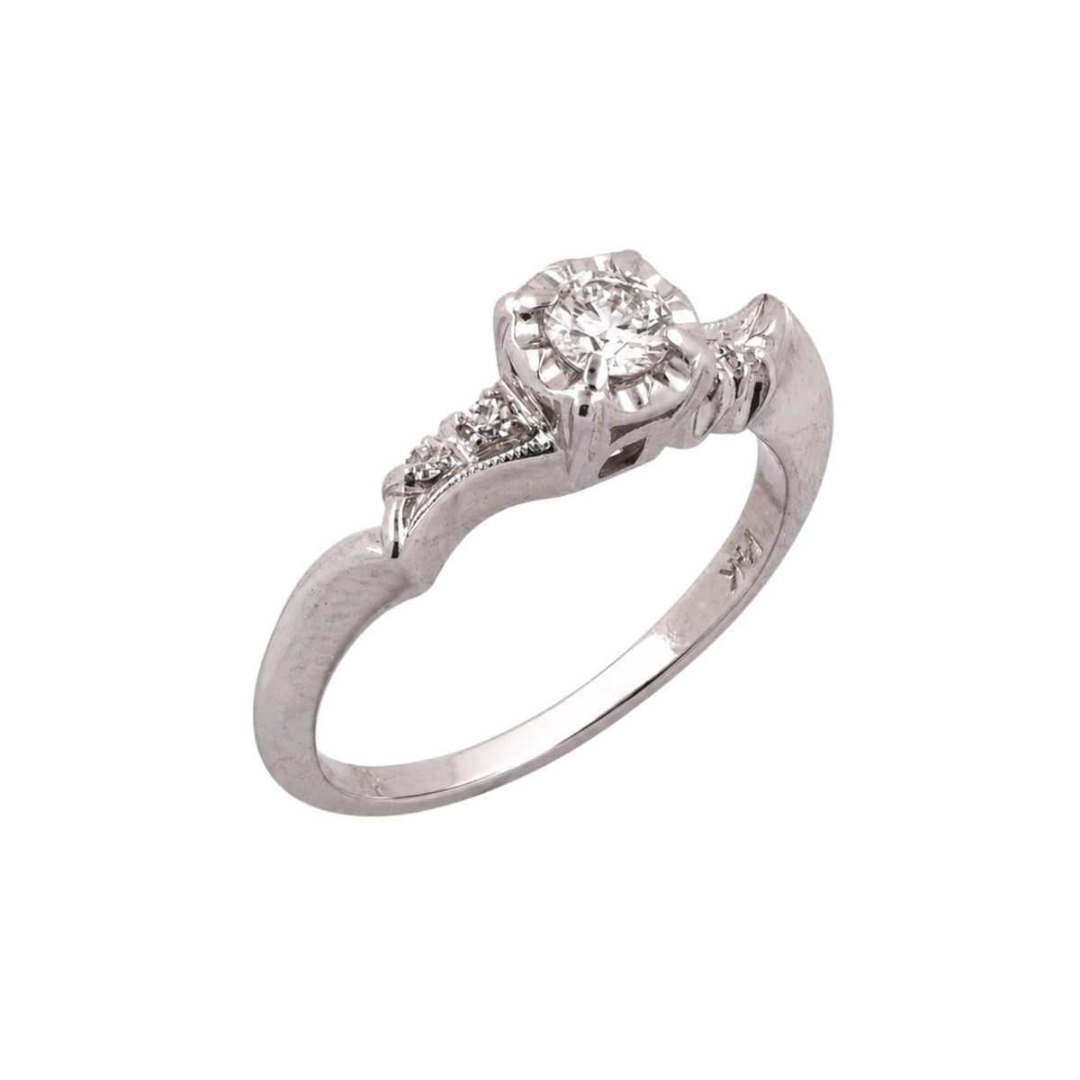 White Gold 0.25 CTW Natural Diamond Vintage Style Engagement Ring Size 6.25