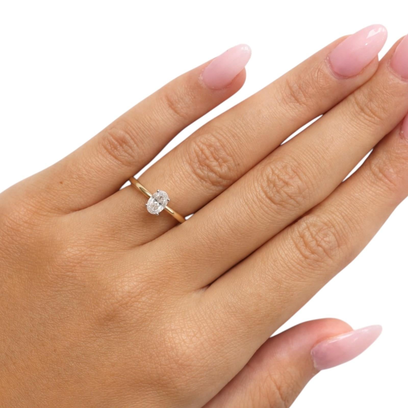 Oval Diamond Solitaire Engagement Ring 0.60 CTW 14K Two-Tone Gold SZ 8.25 Estate