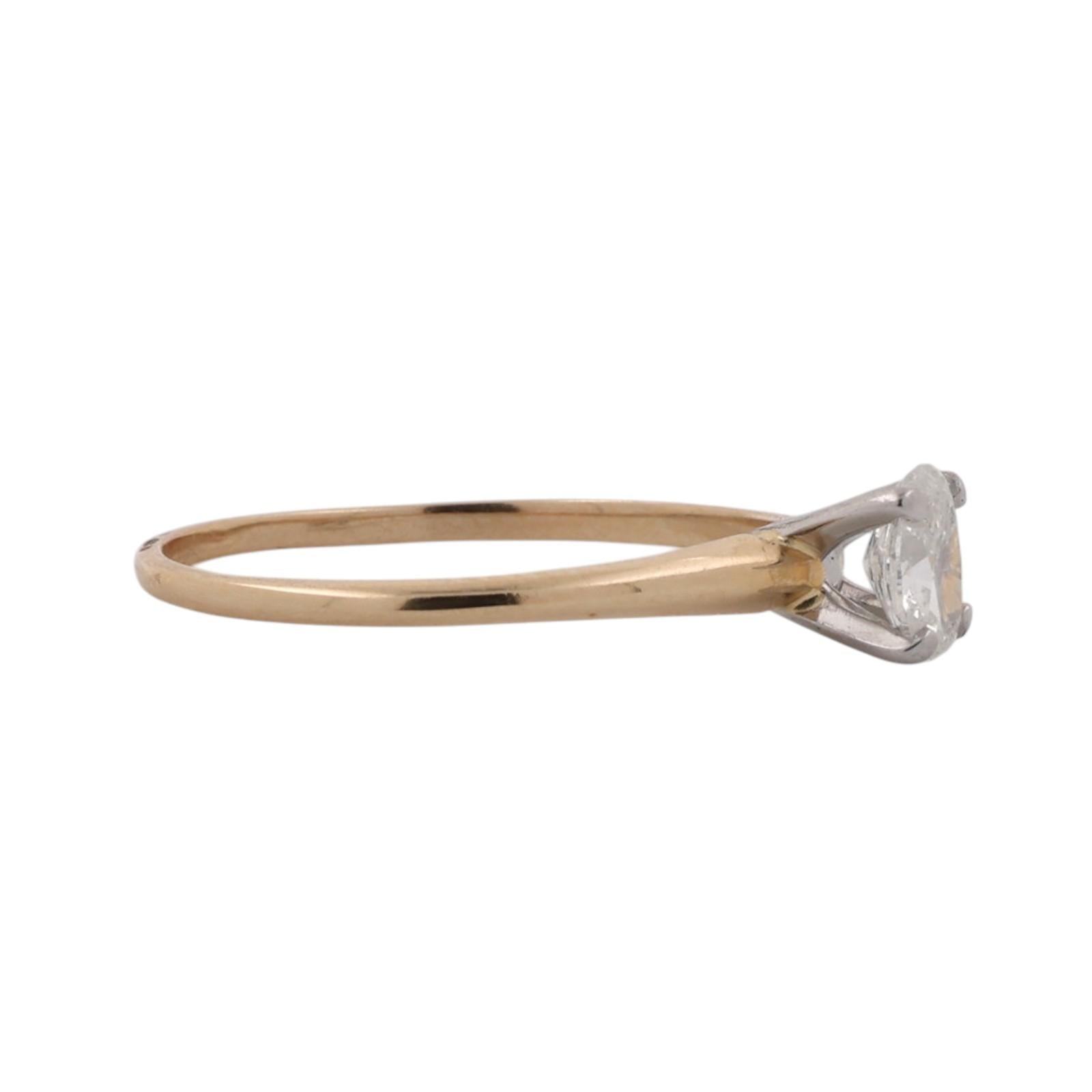 Oval Diamond Solitaire Engagement Ring 0.60 CTW 14K Two-Tone Gold SZ 8.25 Estate
