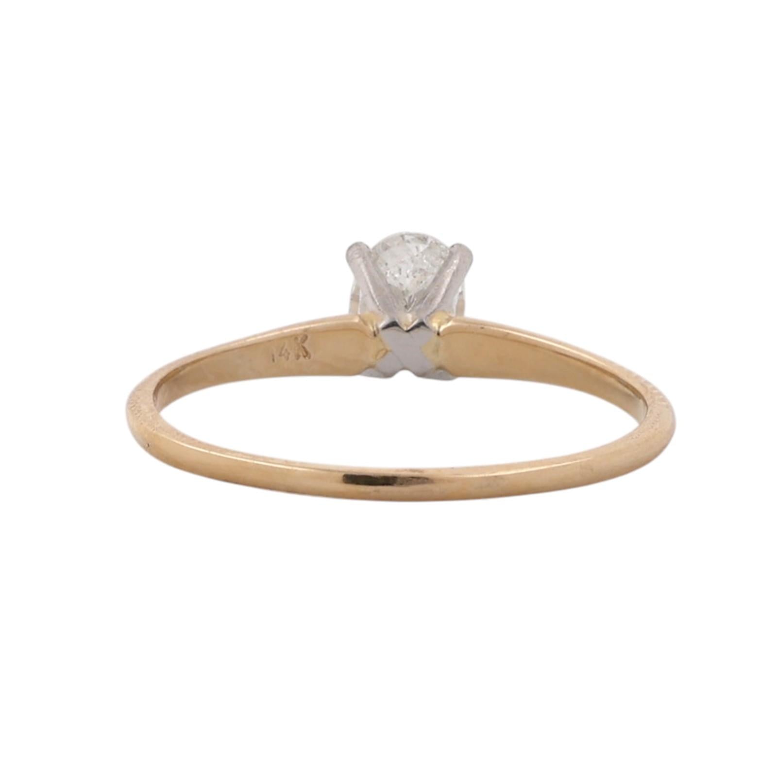 Oval Diamond Solitaire Engagement Ring 0.60 CTW 14K Two-Tone Gold SZ 8.25 Estate