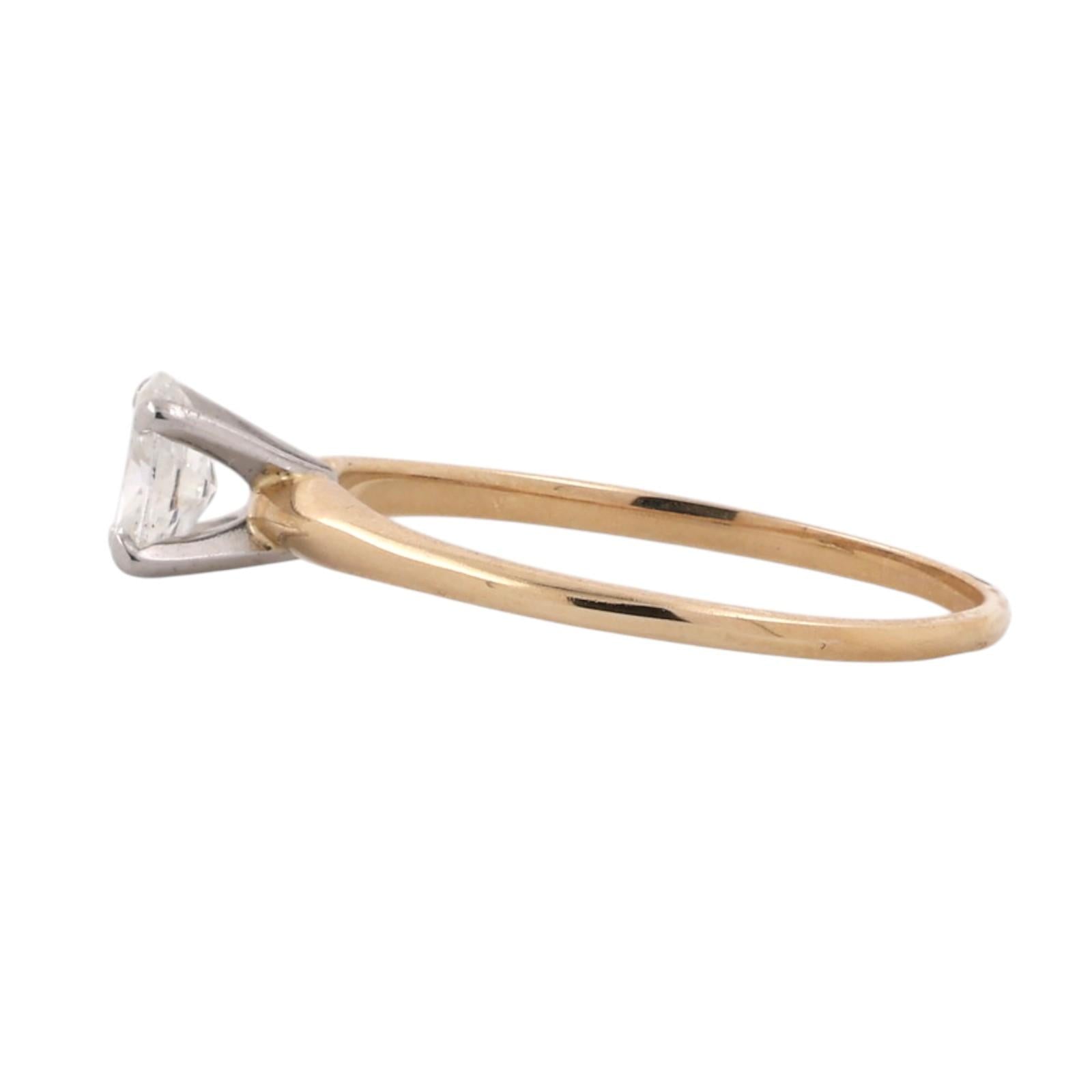 14K Yellow Gold Platinum 0.50CT Oval Diamond Solitaire Engagement Ring Sz 8.25