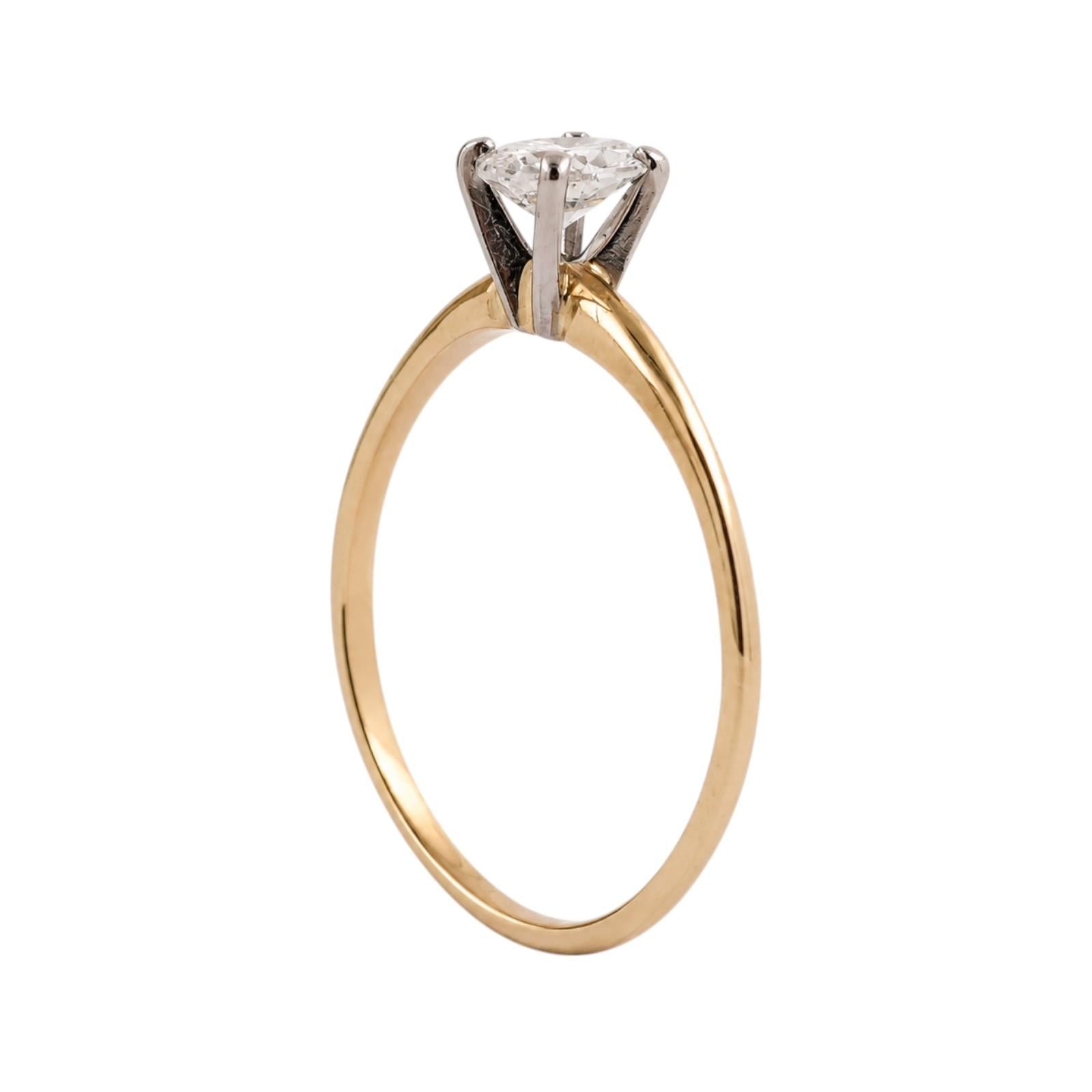 Oval Diamond Solitaire Engagement Ring 0.60 CTW 14K Two-Tone Gold SZ 8.25 Estate