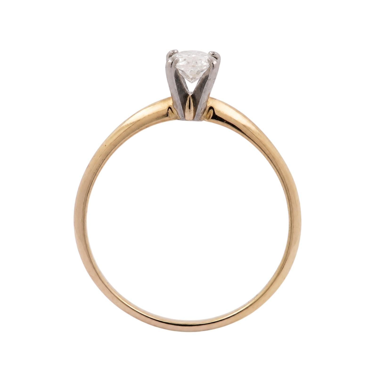 Oval Diamond Solitaire Engagement Ring 0.60 CTW 14K Two-Tone Gold SZ 8.25 Estate