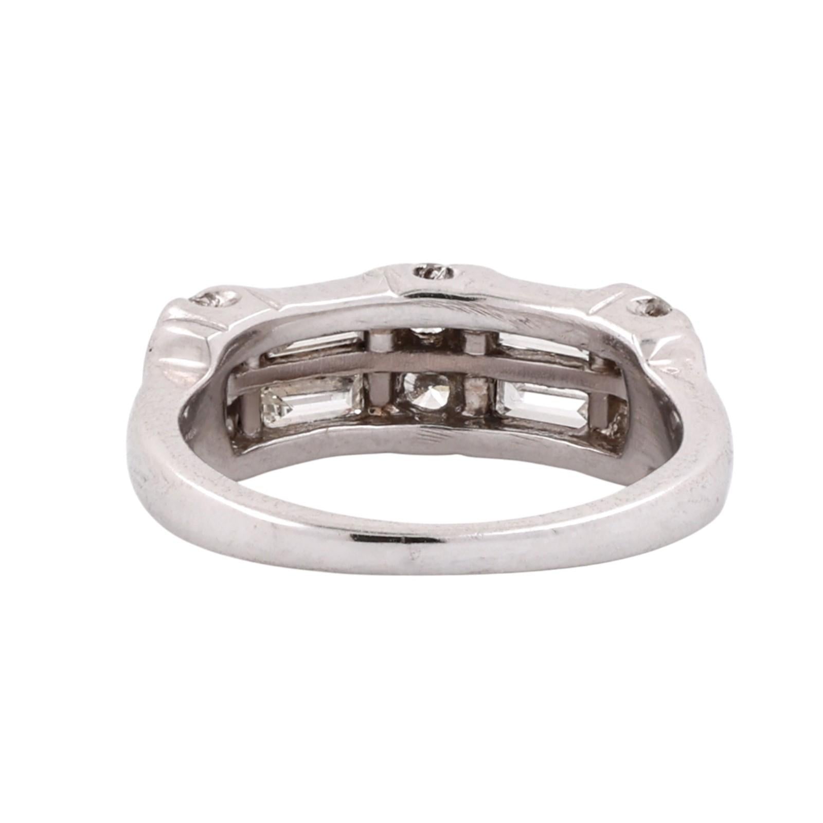 White Gold 0.60 CTW Natural Diamond Round Baguette Band Ring Size 3
