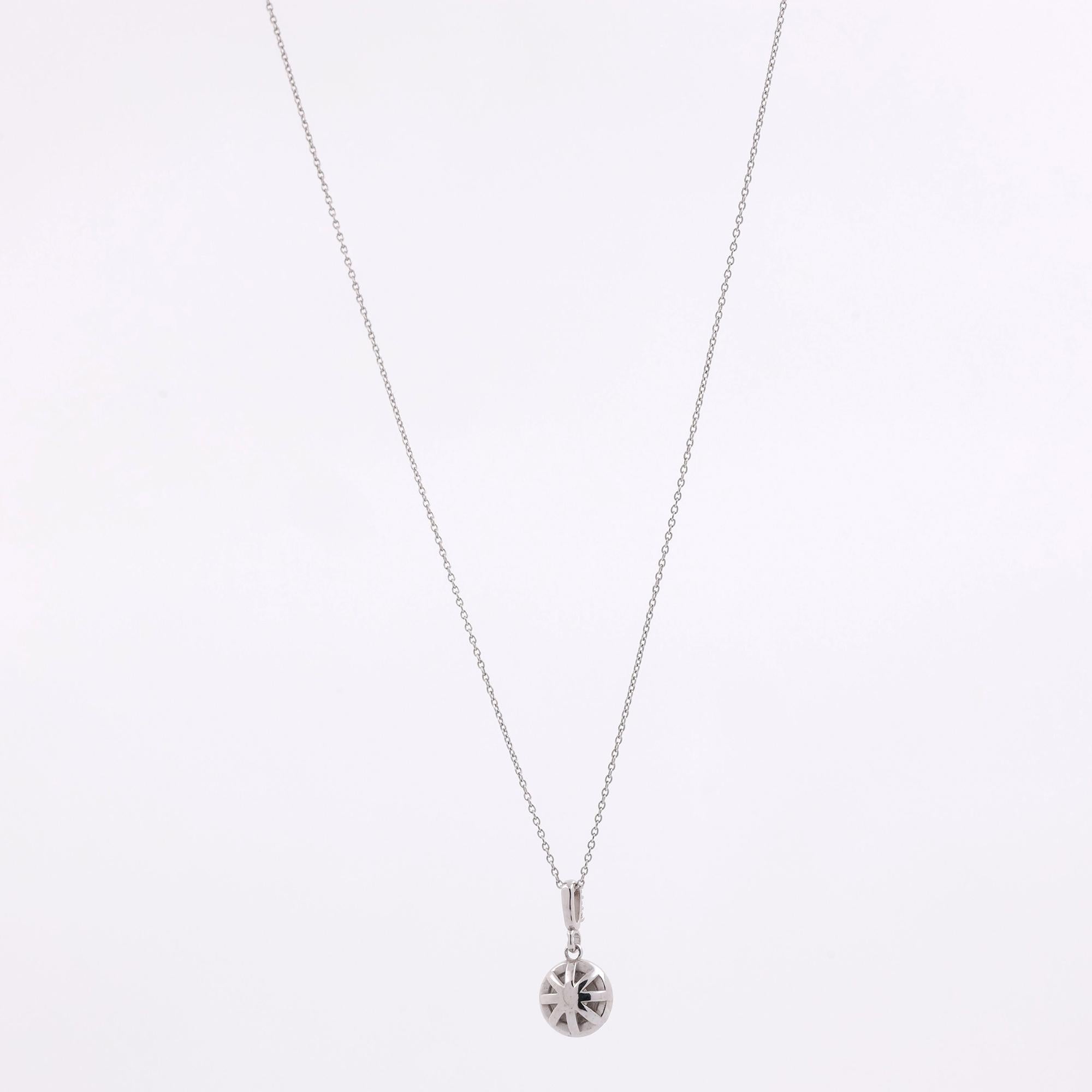 Solitaire Round Halo Diamond Pendant 0.80 TW 14K White Gold Cable Chain 16"