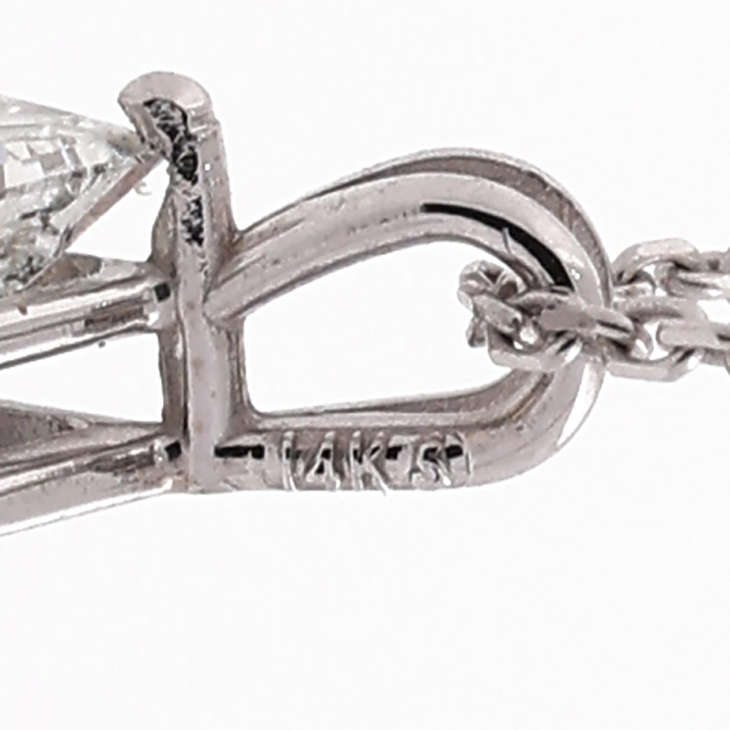 0.59 CT Princess Diamond Solitaire Pendant Chain Necklace GIA Cert 14K Gold 16"