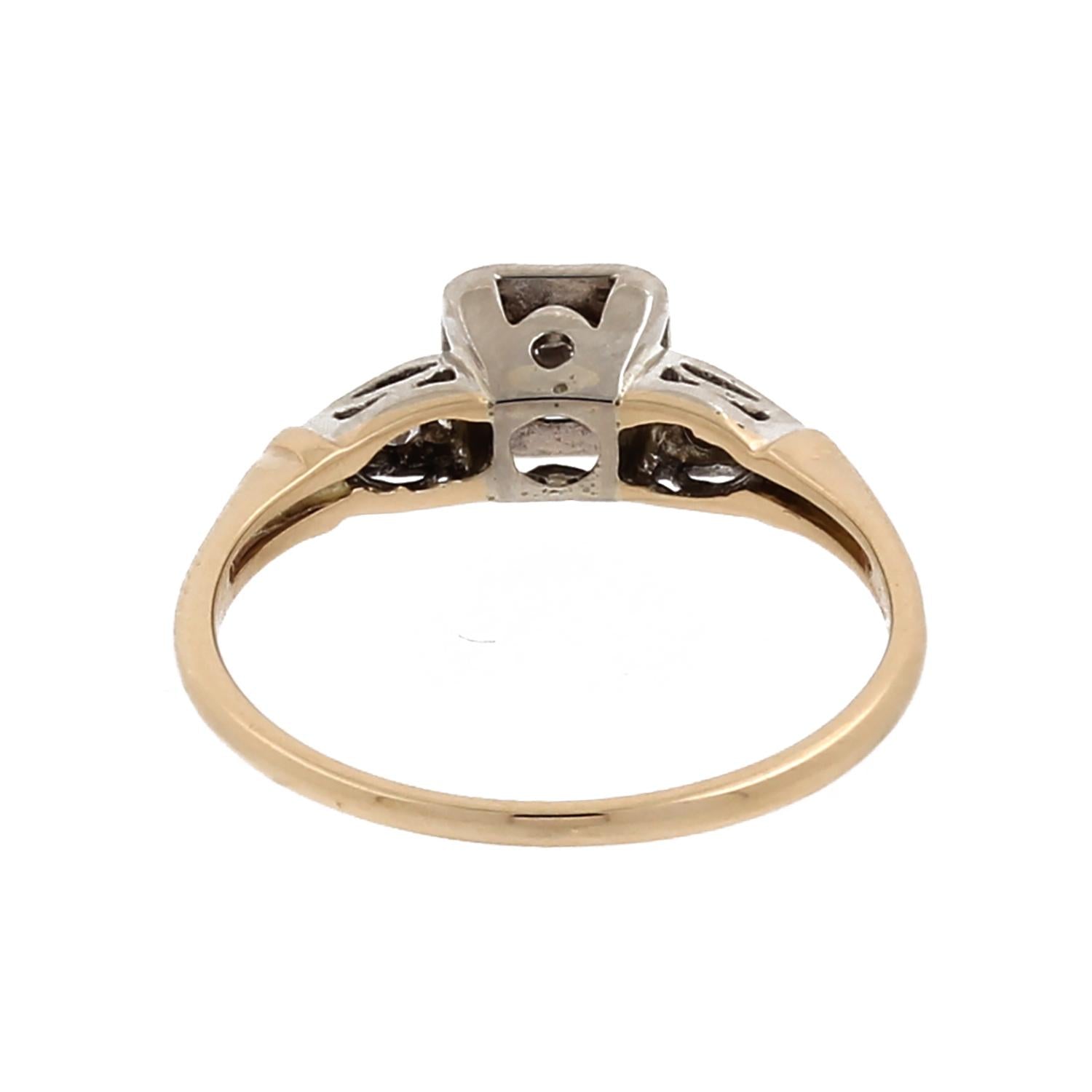 Vintage Solitaire Diamond Engagement Ring 14K Gold 0.33 TW Size 6.75 Estate