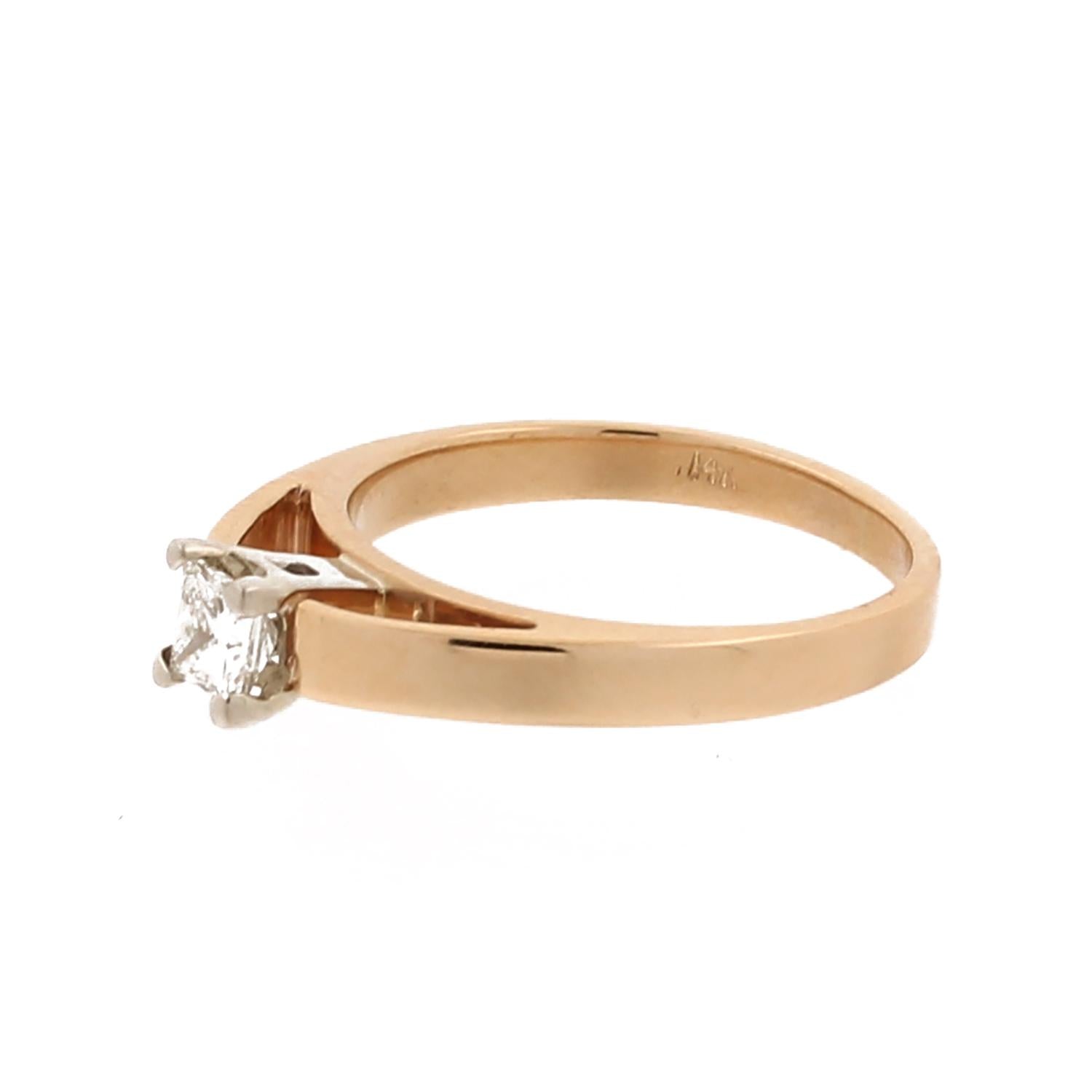 Solitaire Princess Cut Diamond Engagement Ring 14K Gold 0.30 CT Size 4.75 Ladies