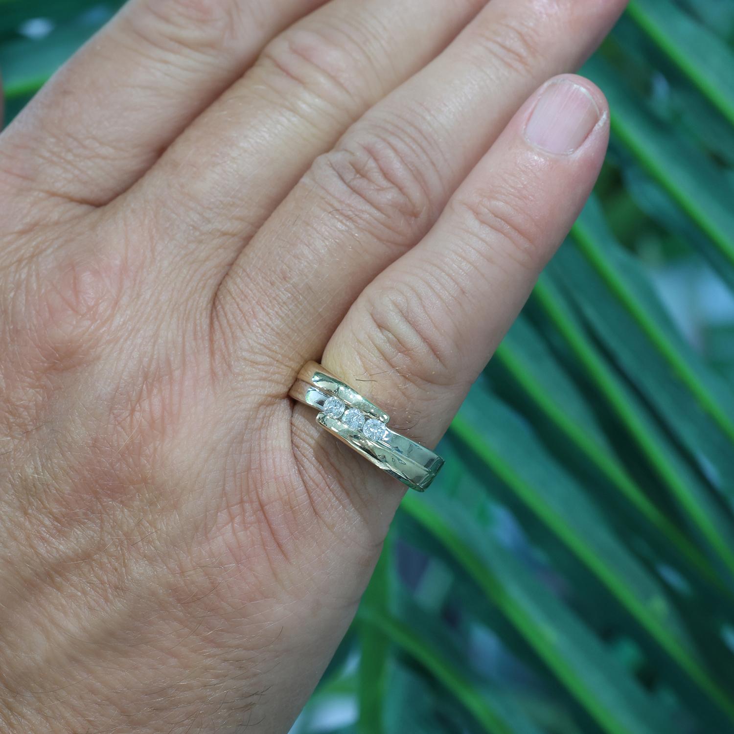 3-Stone Diamond Bypass Band Ring 14K Two-Tone Gold 0.30 CTW SZ 9.5