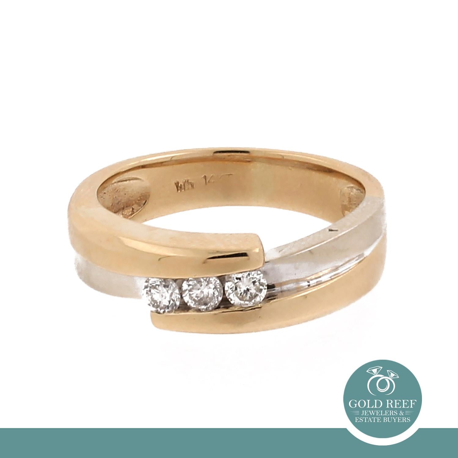 3-Stone Diamond Bypass Band Ring 14K Two-Tone Gold 0.30 CTW SZ 9.5