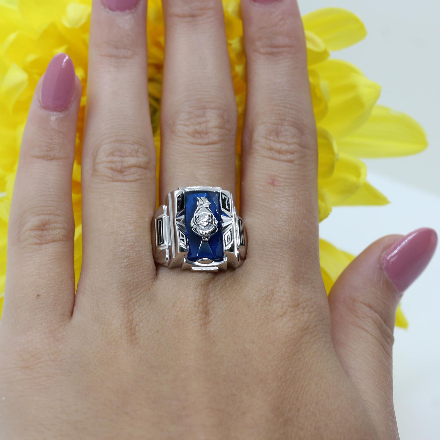 Englewood High School Class Ring 1970 10K White Gold Josten Size 8 Vintage