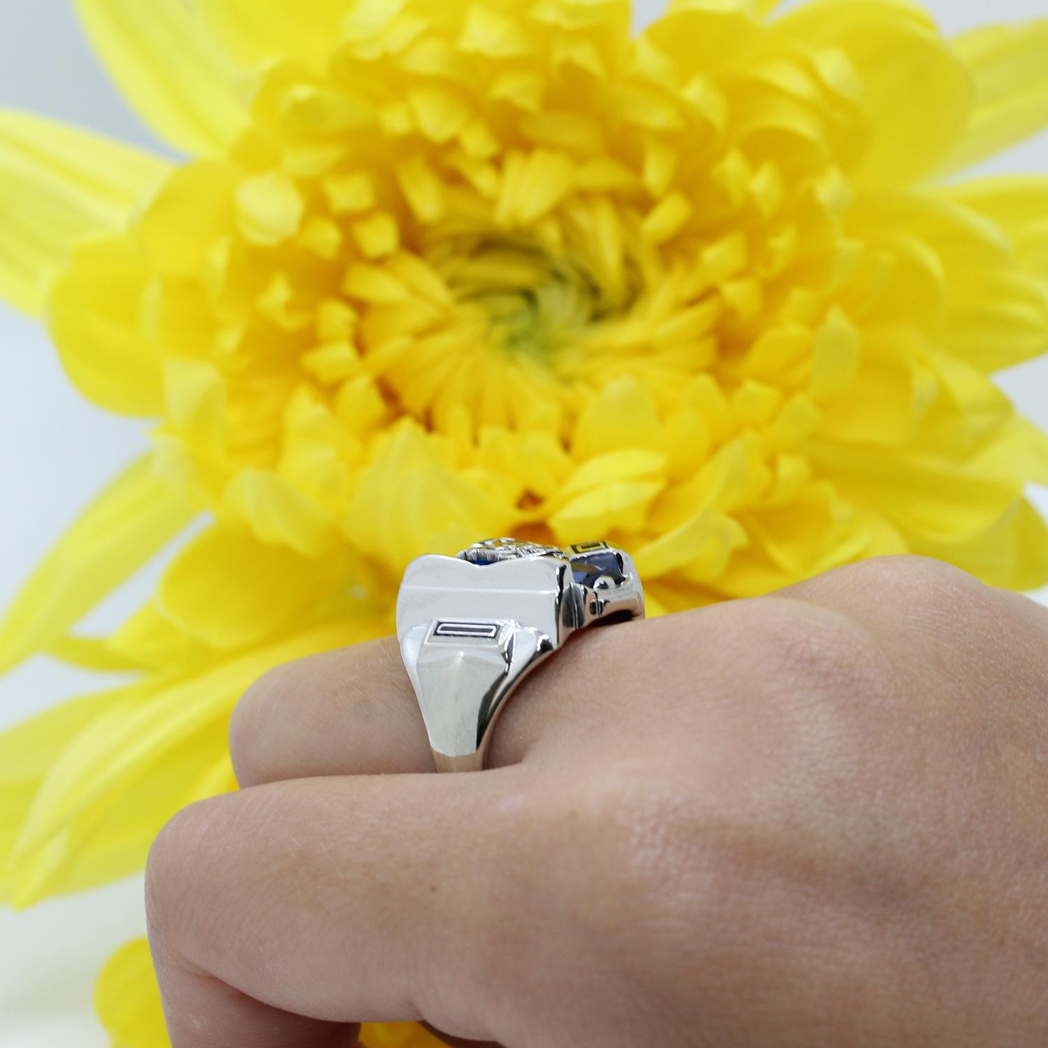 Englewood High School Class Ring 1970 10K White Gold Josten Size 8 Estate