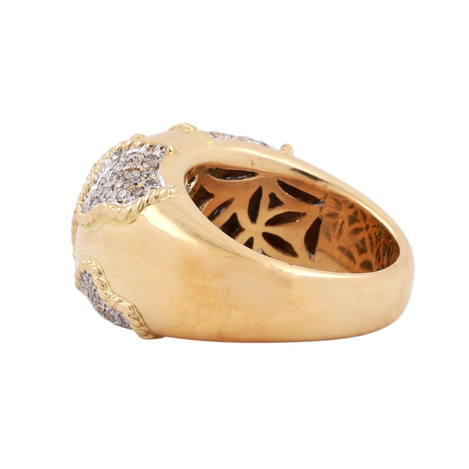 18K Yellow Gold Diamond Cluster Ring 1.75 CTW Wide Heavy Statement Band Size 6.5