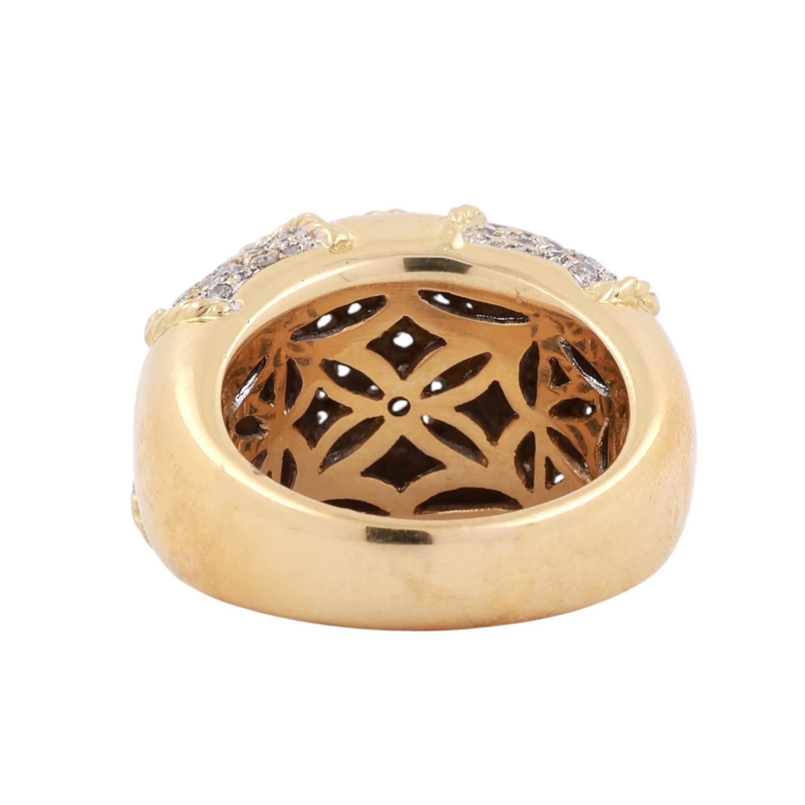 18K Yellow Gold Diamond Cluster Ring 1.75 CTW Wide Heavy Statement Band Size 6.5