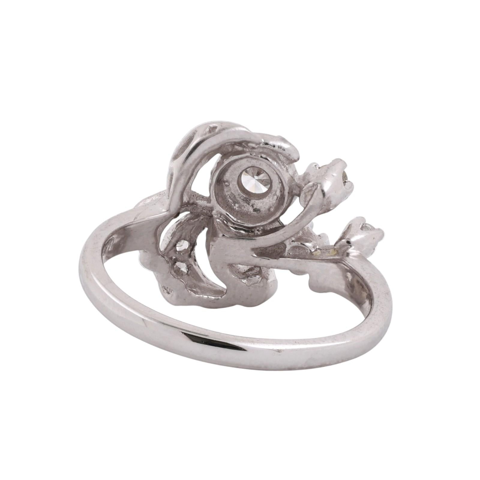 Vintage White Gold 0.43CTW Natural Diamond Bypass Swirl Engagement Ring Size 7.5