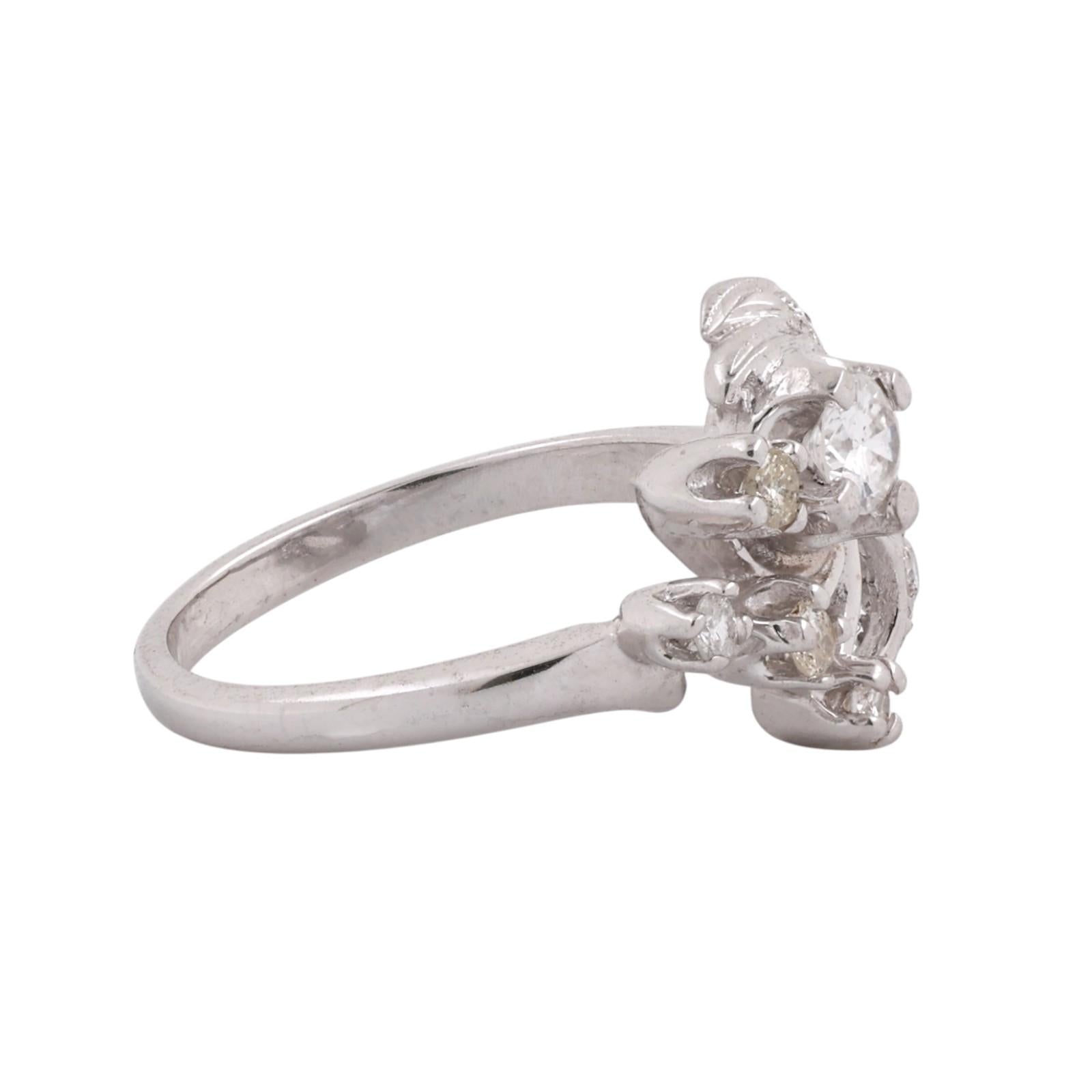Vintage White Gold 0.43CTW Natural Diamond Bypass Swirl Engagement Ring Size 7.5