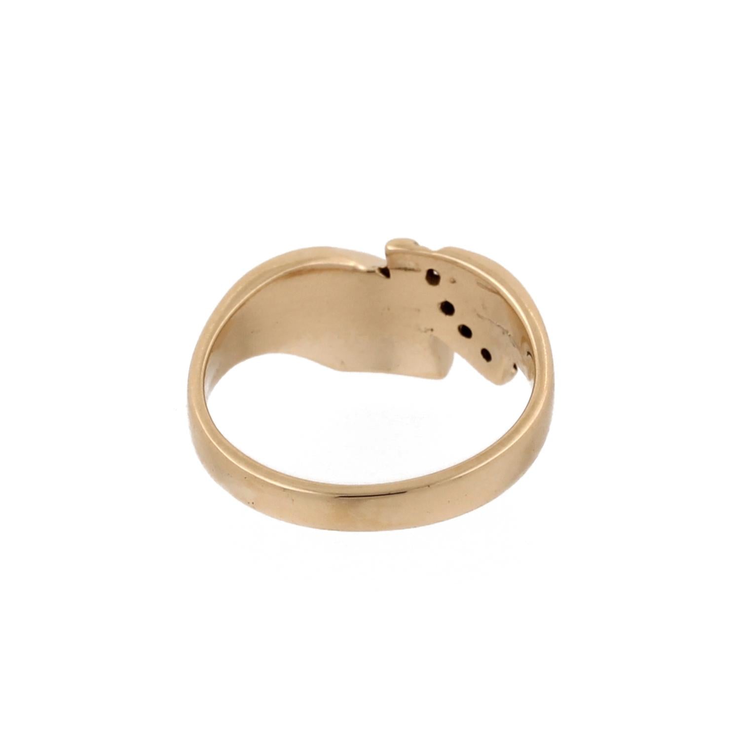 Opal Inlay Diamond Bypass Ring 14K Yellow Gold Channel Setting Size 7.5 Estate