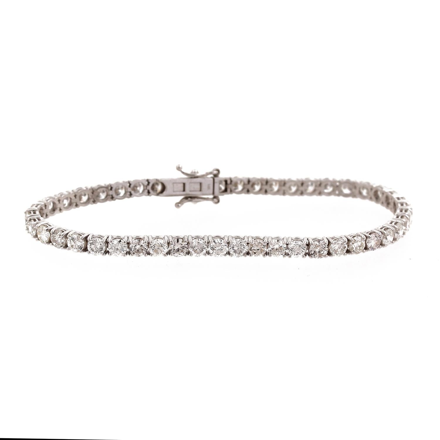 7.70 TW Diamond Tennis Bracelet 14K White Gold Round Diamonds 7" NEW