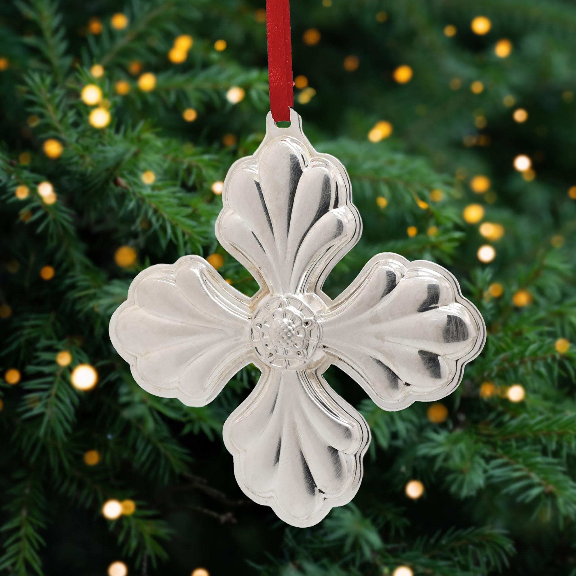 Reed And Barton Sterling Silver Christmas Cross Ornament 175th Anniversary