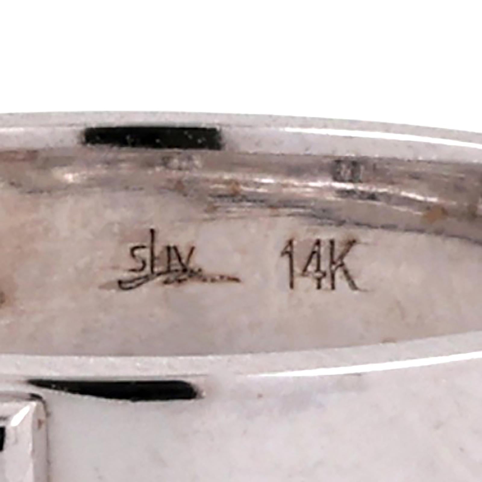 14K White Gold 0.12CTW Natural Baguette Diamond Wedding Band Ring Size 7.25 Esta