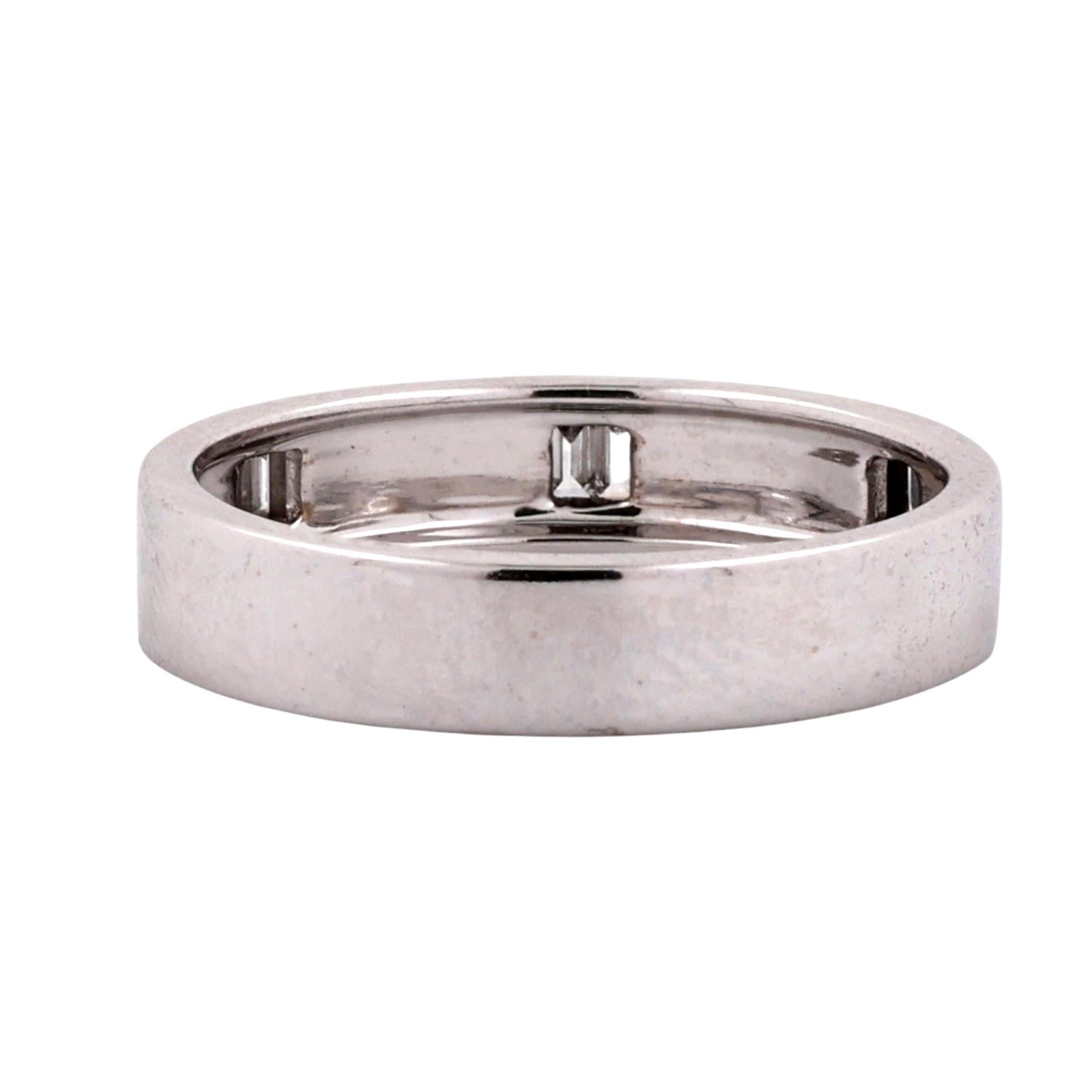 14K White Gold 0.12CTW Natural Baguette Diamond Wedding Band Ring Size 7.25 Esta