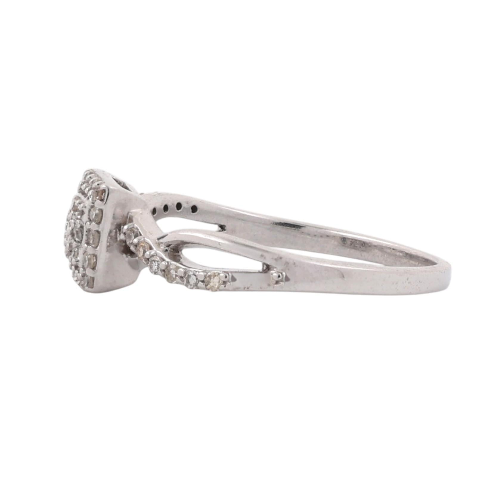 10K White Gold 0.20 CTW Diamond Square Halo Infinity Ring Size 7