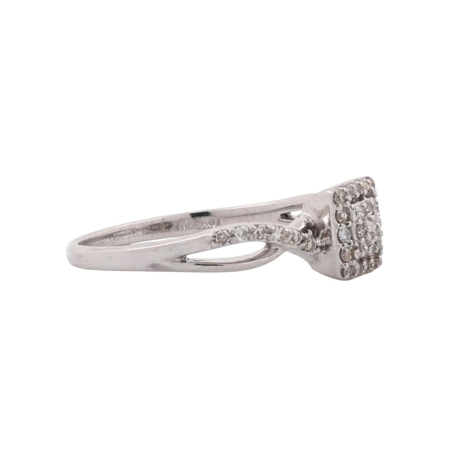 10K White Gold 0.20 CTW Diamond Square Halo Infinity Ring Size 7