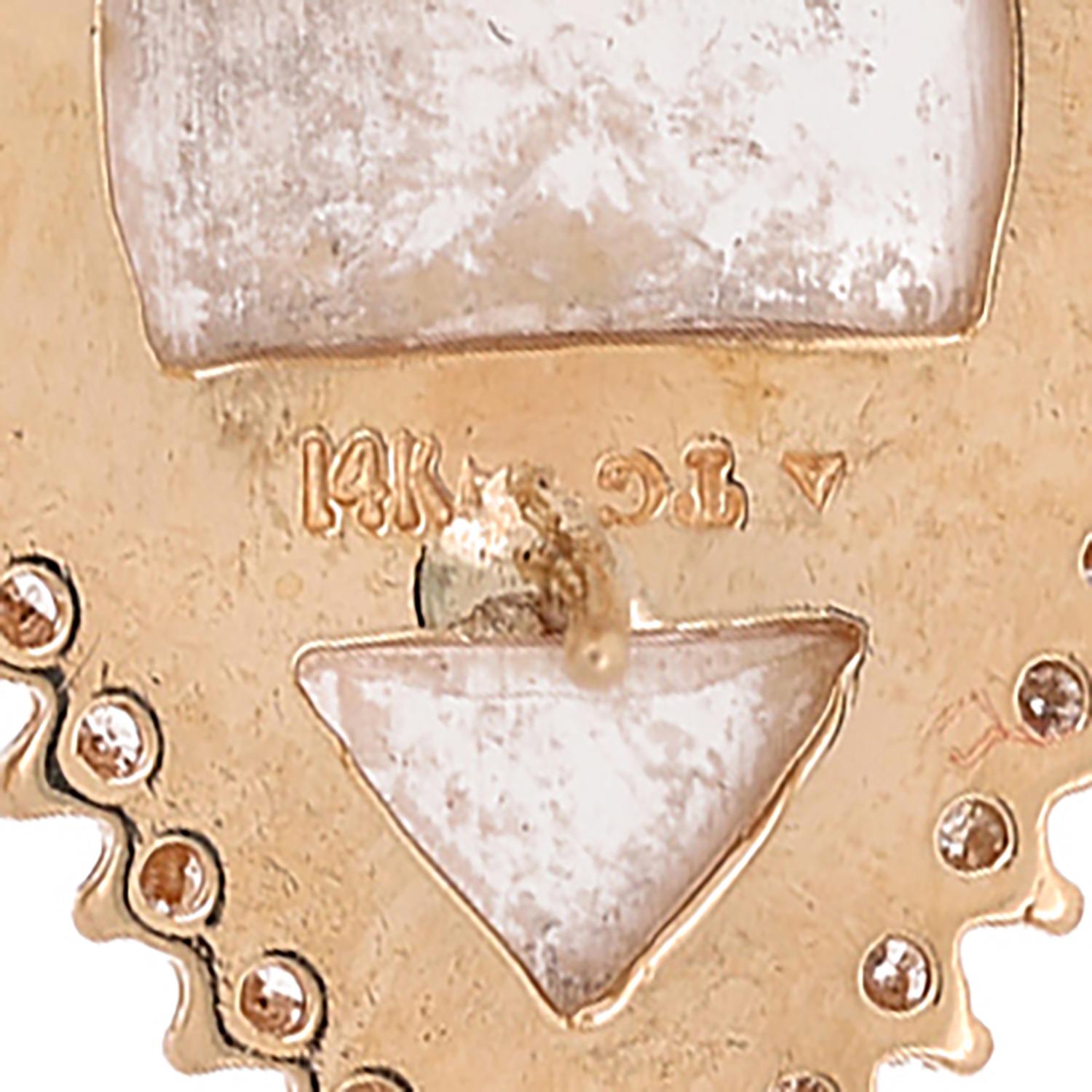 Mabe Pearl Pear Shape Cuff Earrings 14K Yellow Gold Omegas Backs 0.60" Estate