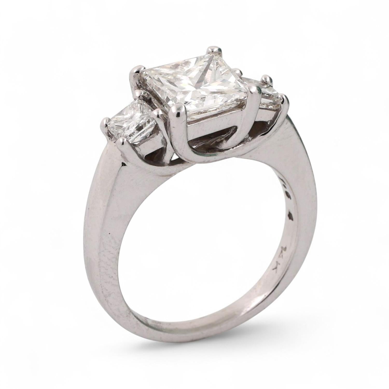 Princess Diamond Engagement Ring 14K White Gold 3.26 TW EGL Certificate SZ 7.25