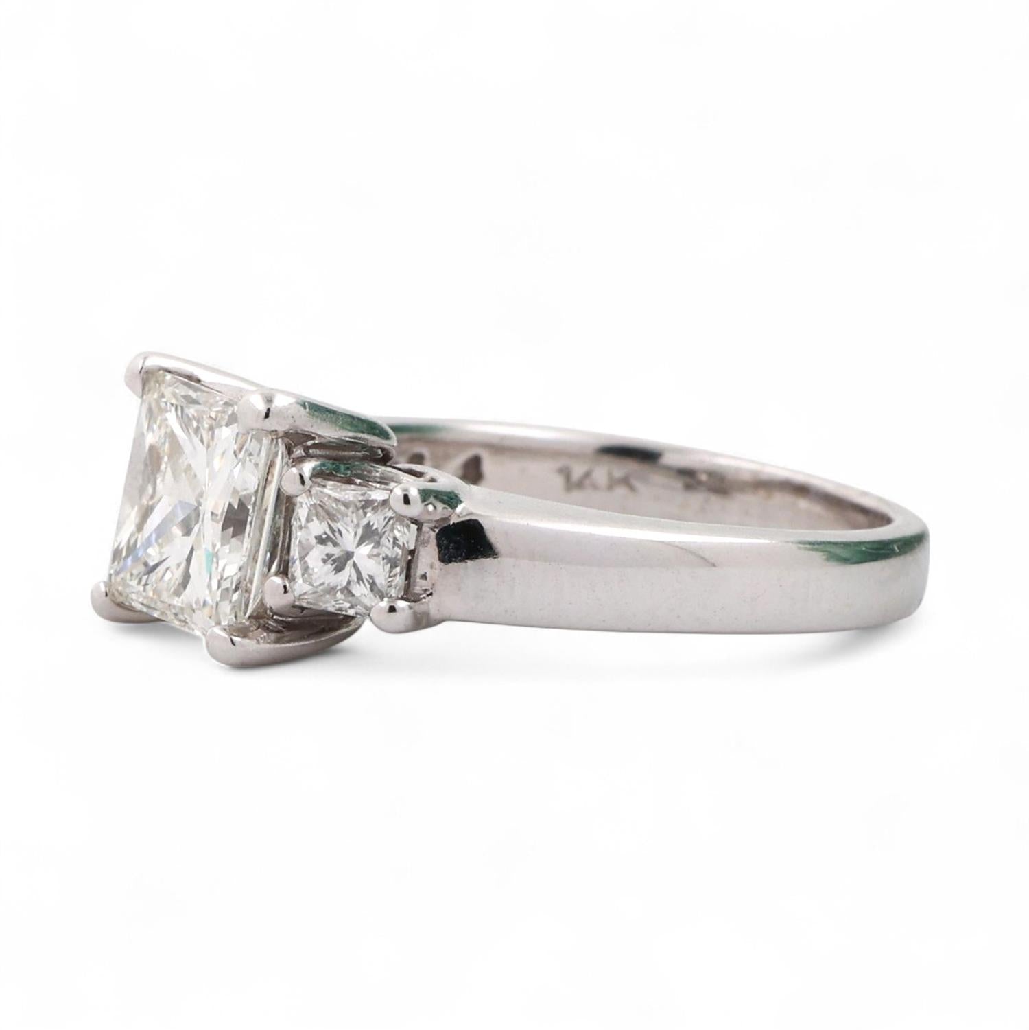 Princess Diamond Engagement Ring 14K White Gold 3.26 TW EGL Certificate SZ 7.25