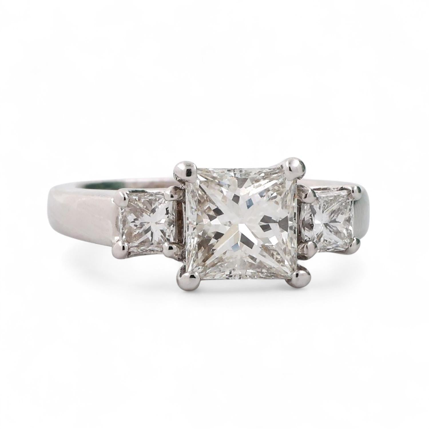 Princess Diamond Engagement Ring 14K White Gold 3.26 TW EGL Certificate SZ 7.25