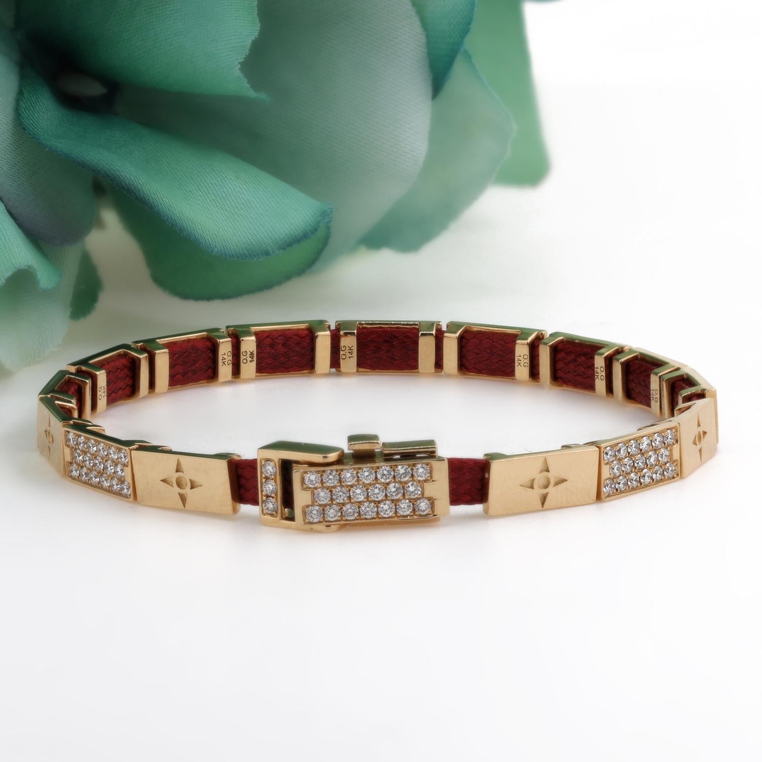 Oskar Gydell Alternating Diamond Brick Bracelet 14K Yellow Gold 1.42 TW 6.75"